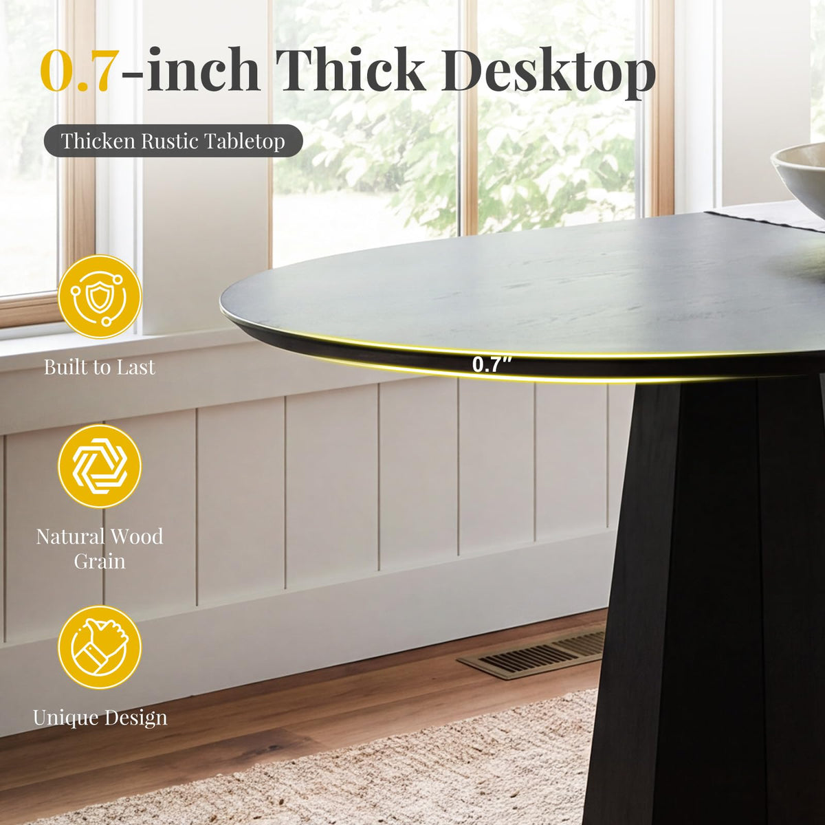 71" Oval Farmhouse Pedestal Dining Table for 6-8