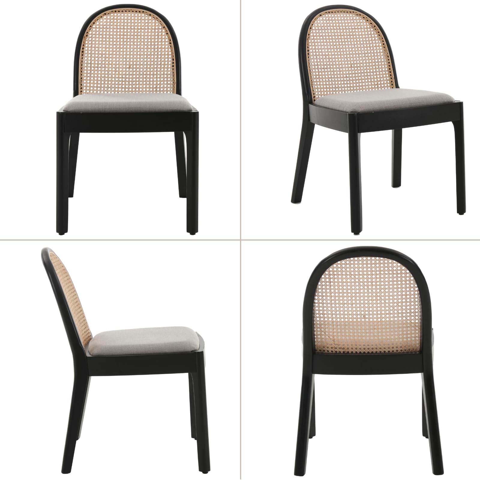 Janoray Rattan Upholstered Dining Chairs Set of 2 - 1866DC