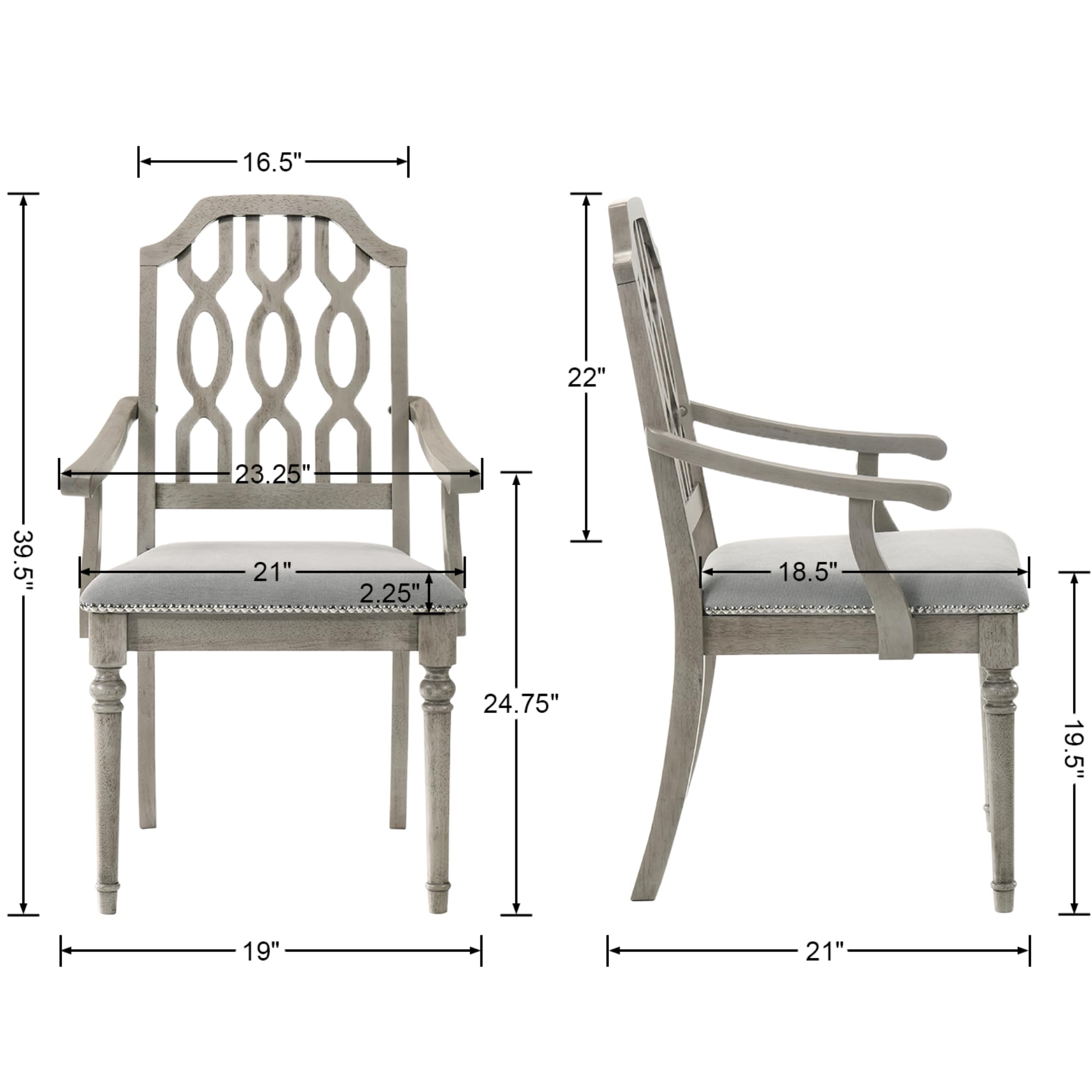 Kmax Farmhouse Rectangle Dining Chairs Set of 2 - 8171