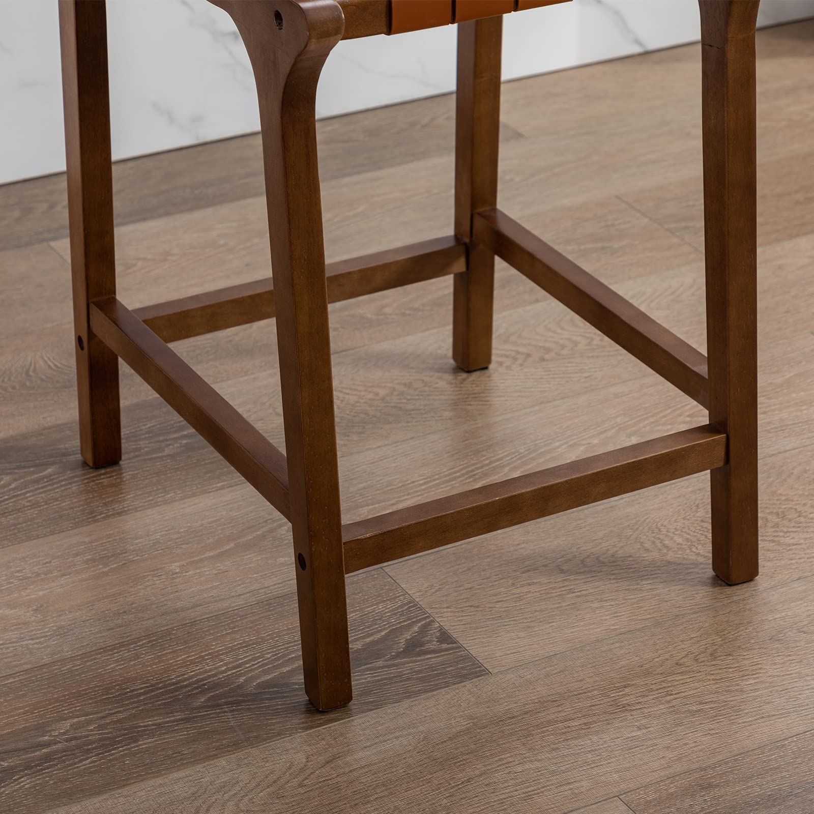 Janoray Leather Woven Strap Seat Counter Stools Set of 2 - 5703CS