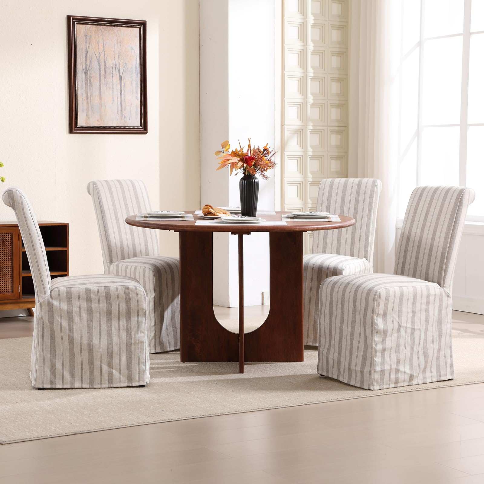 Kmax Linen Slipcovered Dining Chairs Set of 2 - 70761DC