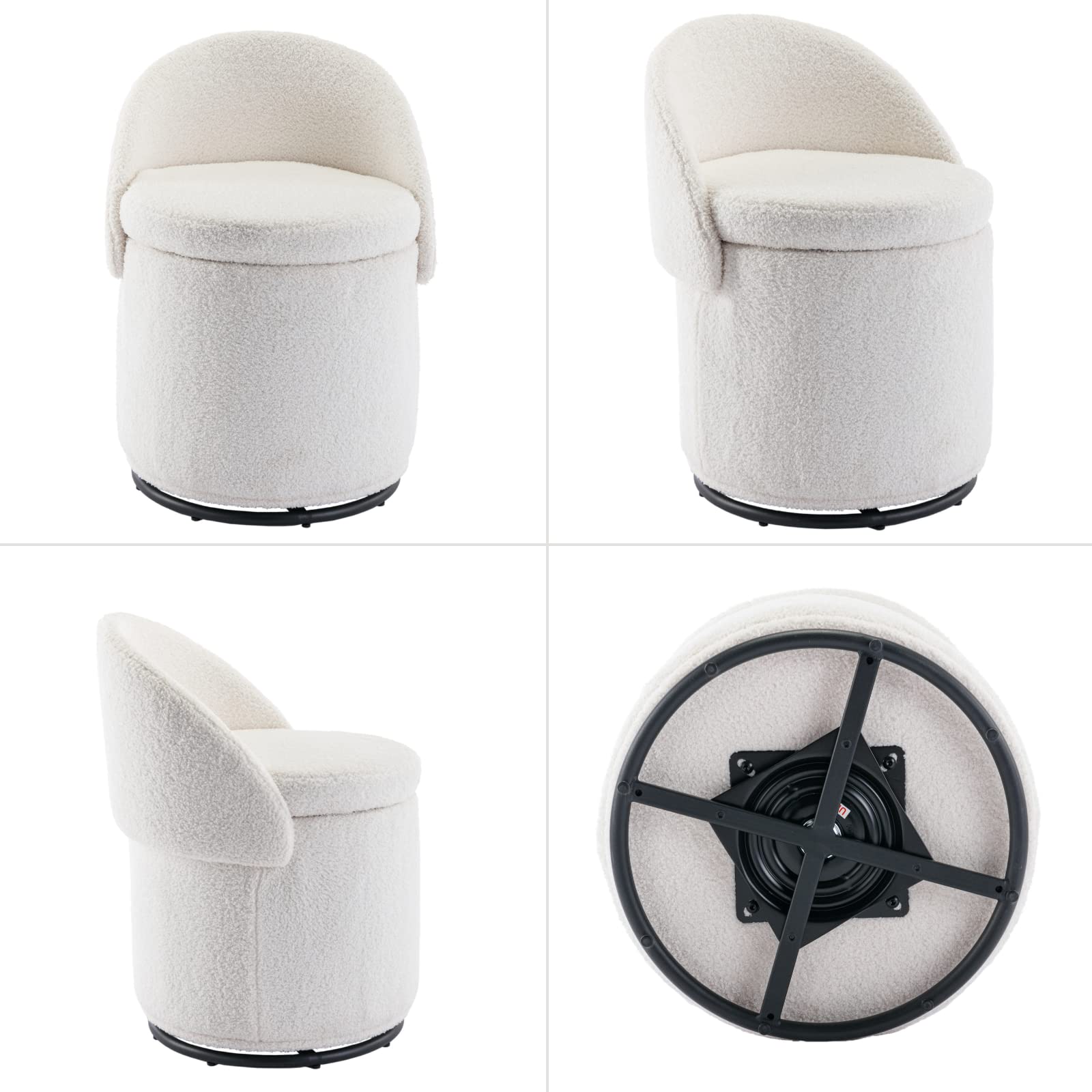 ROCITY Modern Armless Swivel Ottoman 1 PCS - 2307OT