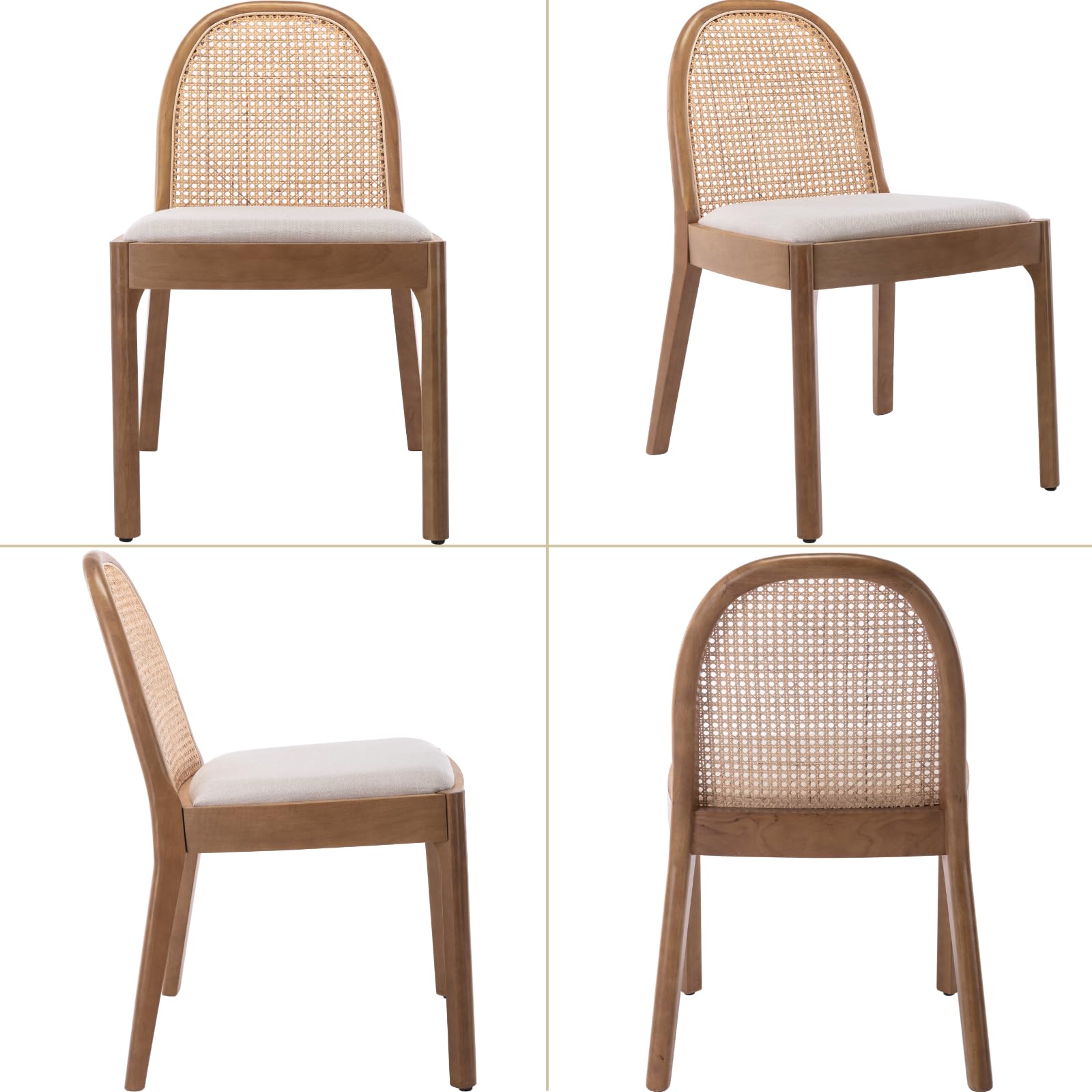 Janoray Rattan Upholstered Dining Chairs Set of 2 - 1866DC