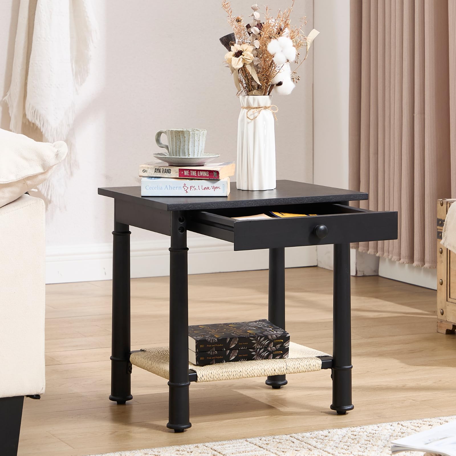 Janoray Farmhouse Square Side Table with Drawer - 22752ST