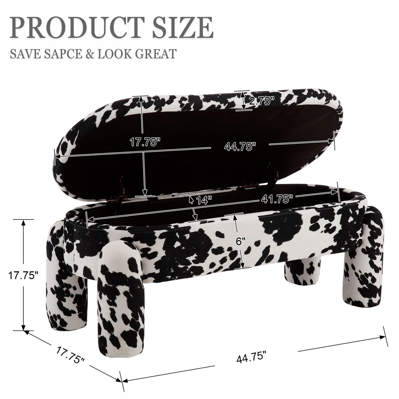 ROCITY Modern Upholstered Storage Bench - 2566BH