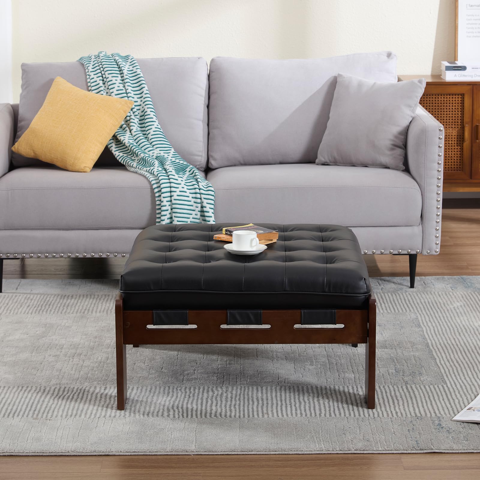 Kmax Leather Ottoman Coffee Table - 63051 & 6305CT