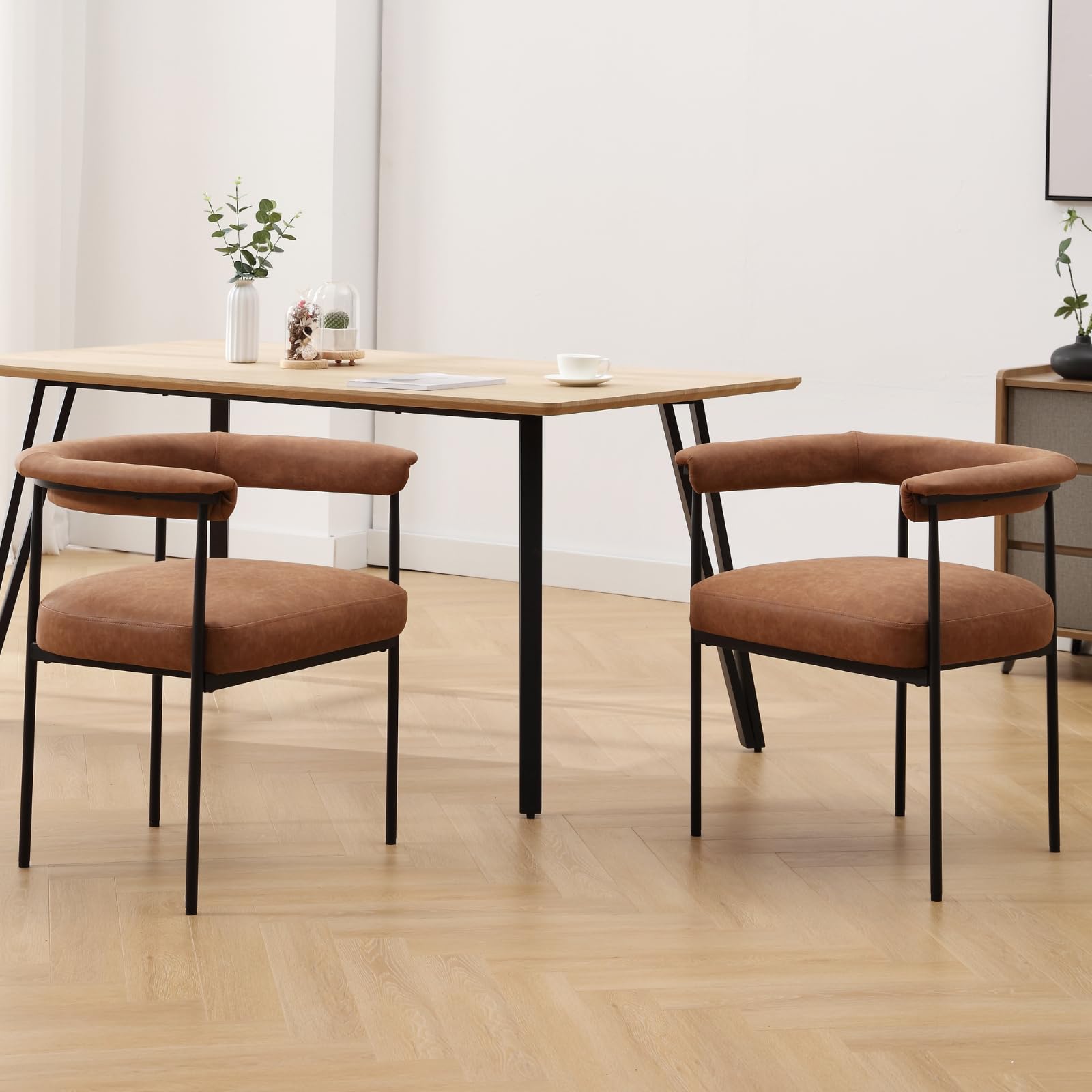 VESCASA Modern Barrel Black Dining Chairs Set of 2 - 3099DC