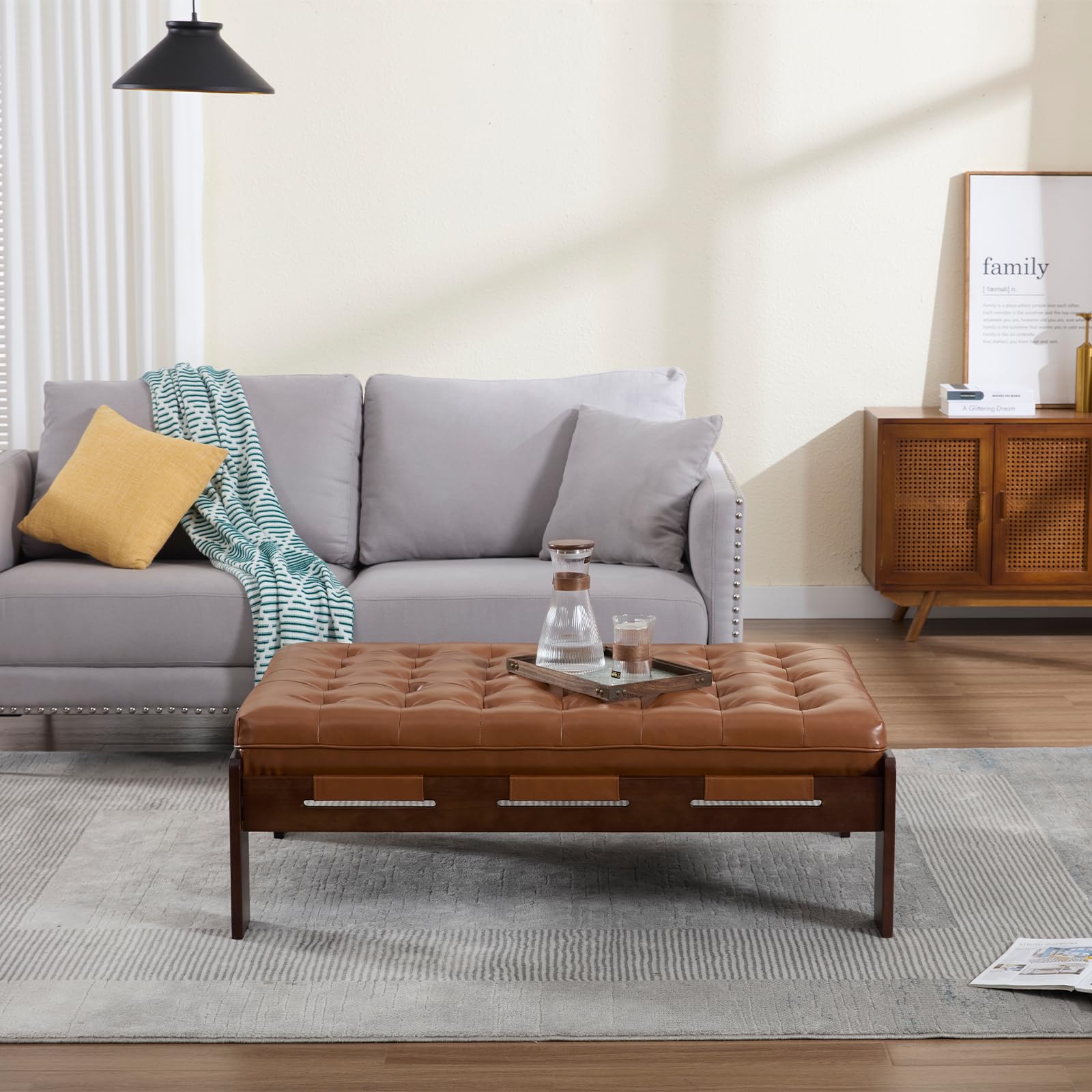 Kmax Leather Ottoman Coffee Table - 63051 & 6305CT