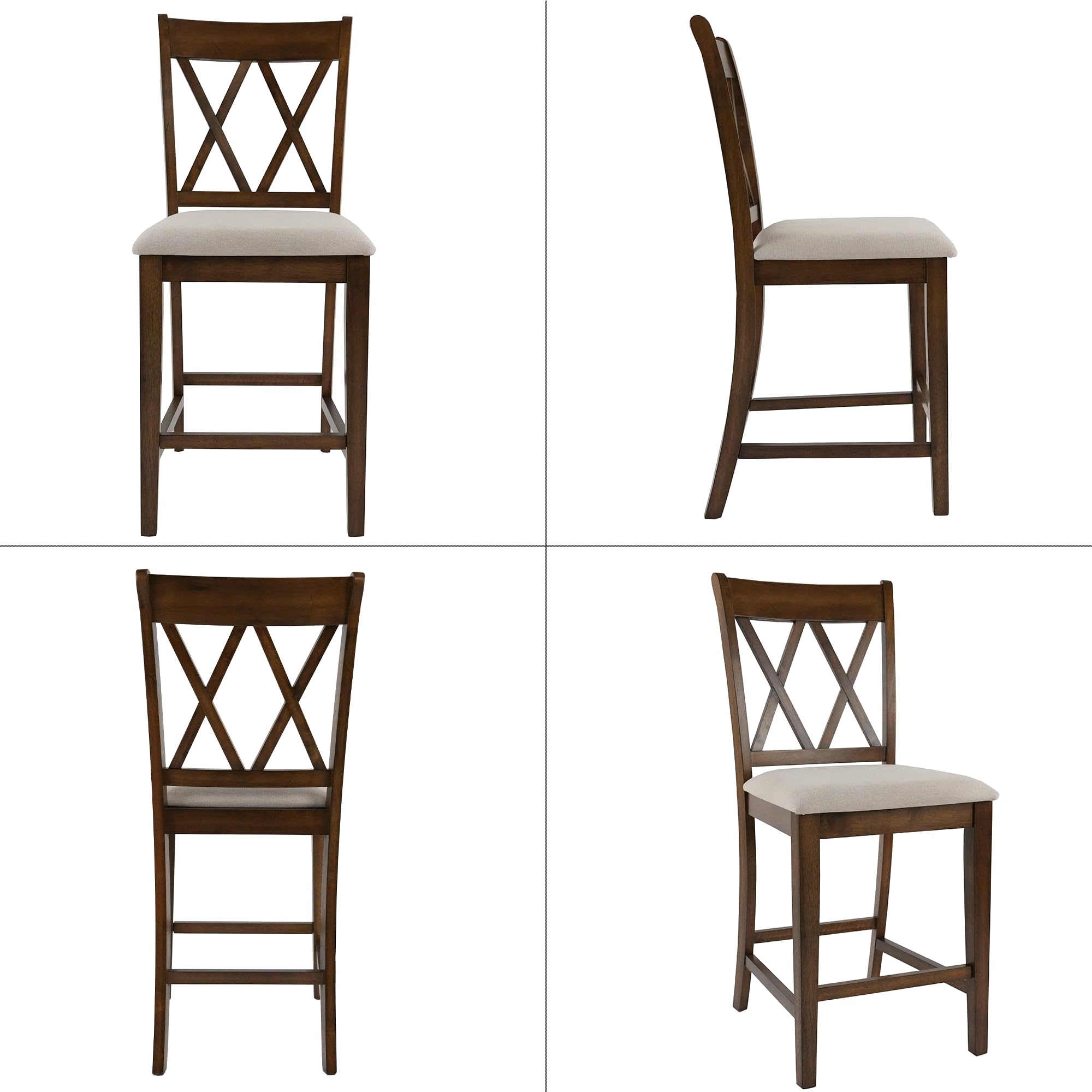 Janoray Farmhouse Cross-Back Wood Counter Stools Set of 2 - 50015CS