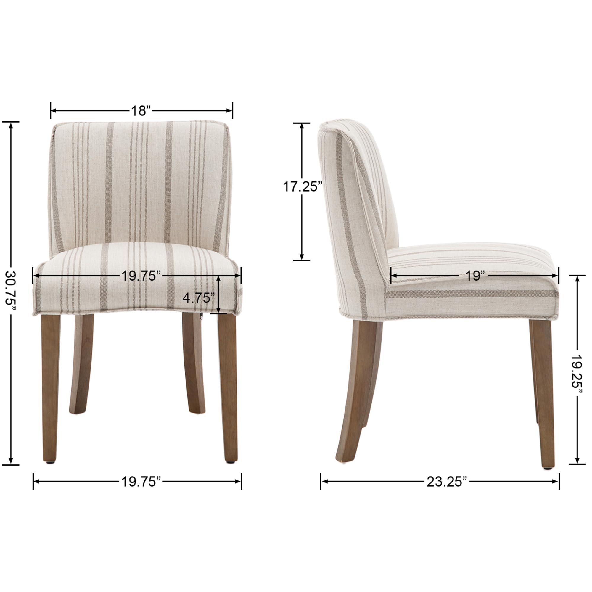 Janoray Farmhouse Fabric Dining Chairs Set of 2 - 2223DC