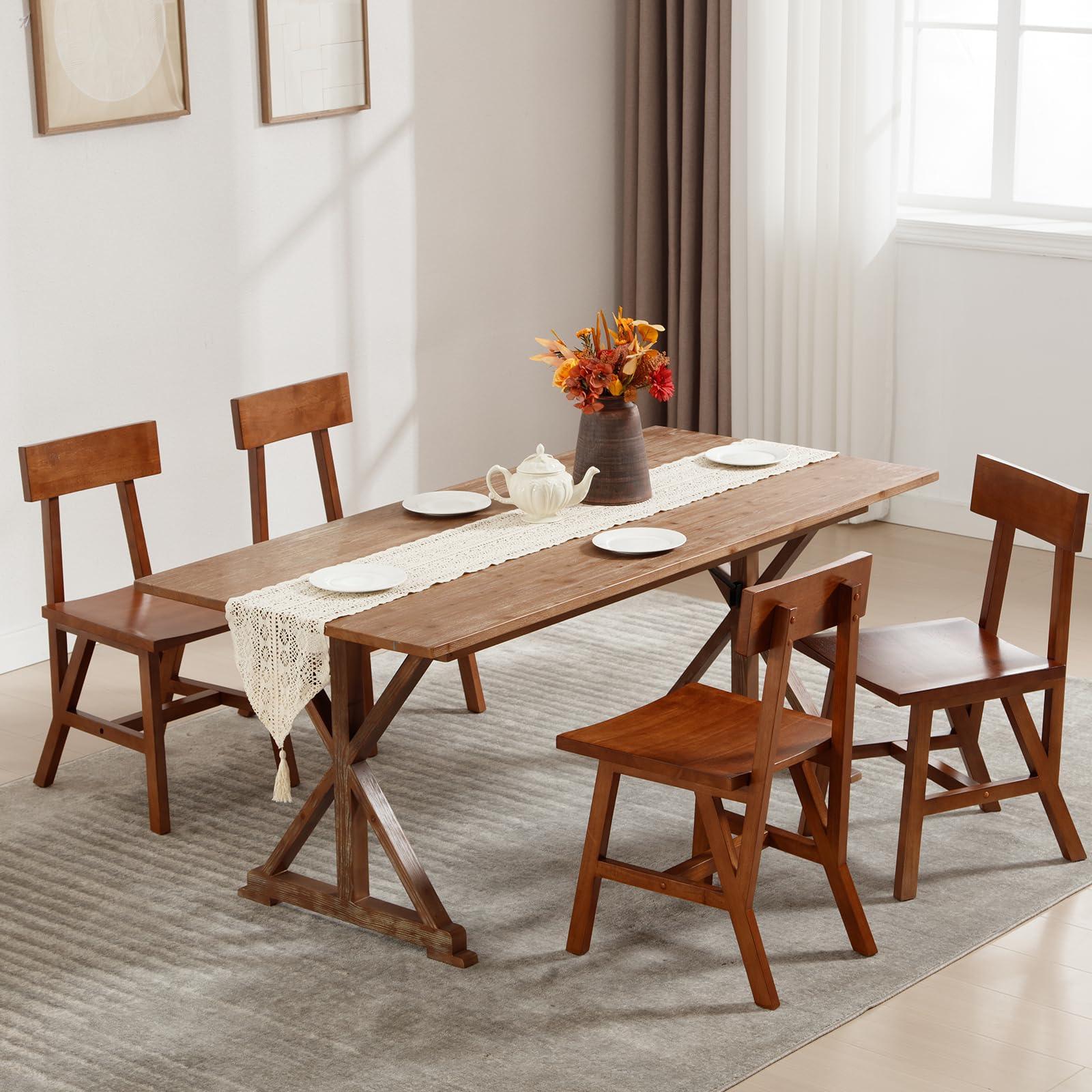 Kmax Oak Wood Dining Chairs Set of 4 - X016DC