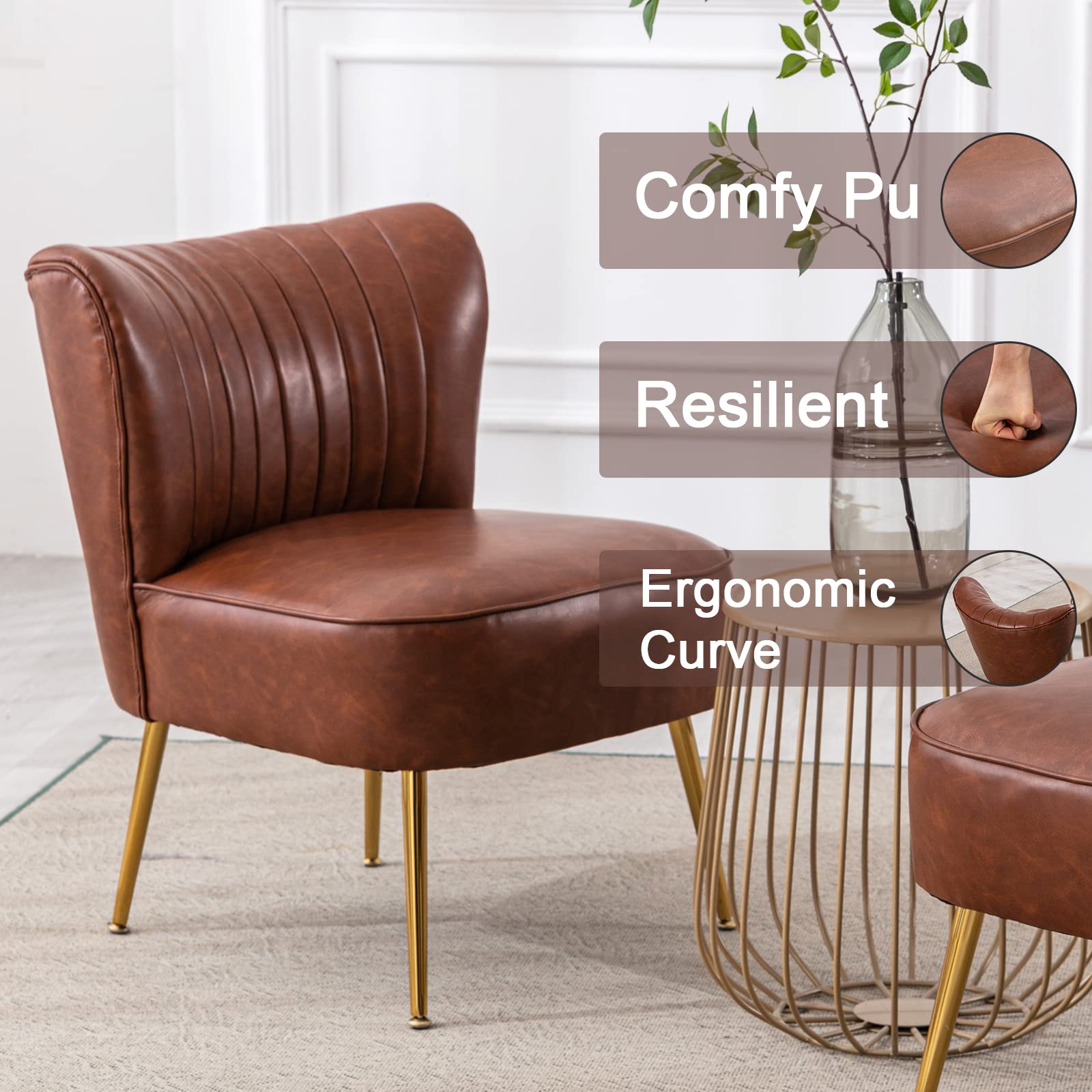 CHICAURA Mid Century Armless Accent Chairs Set of 2 - XXX6AC