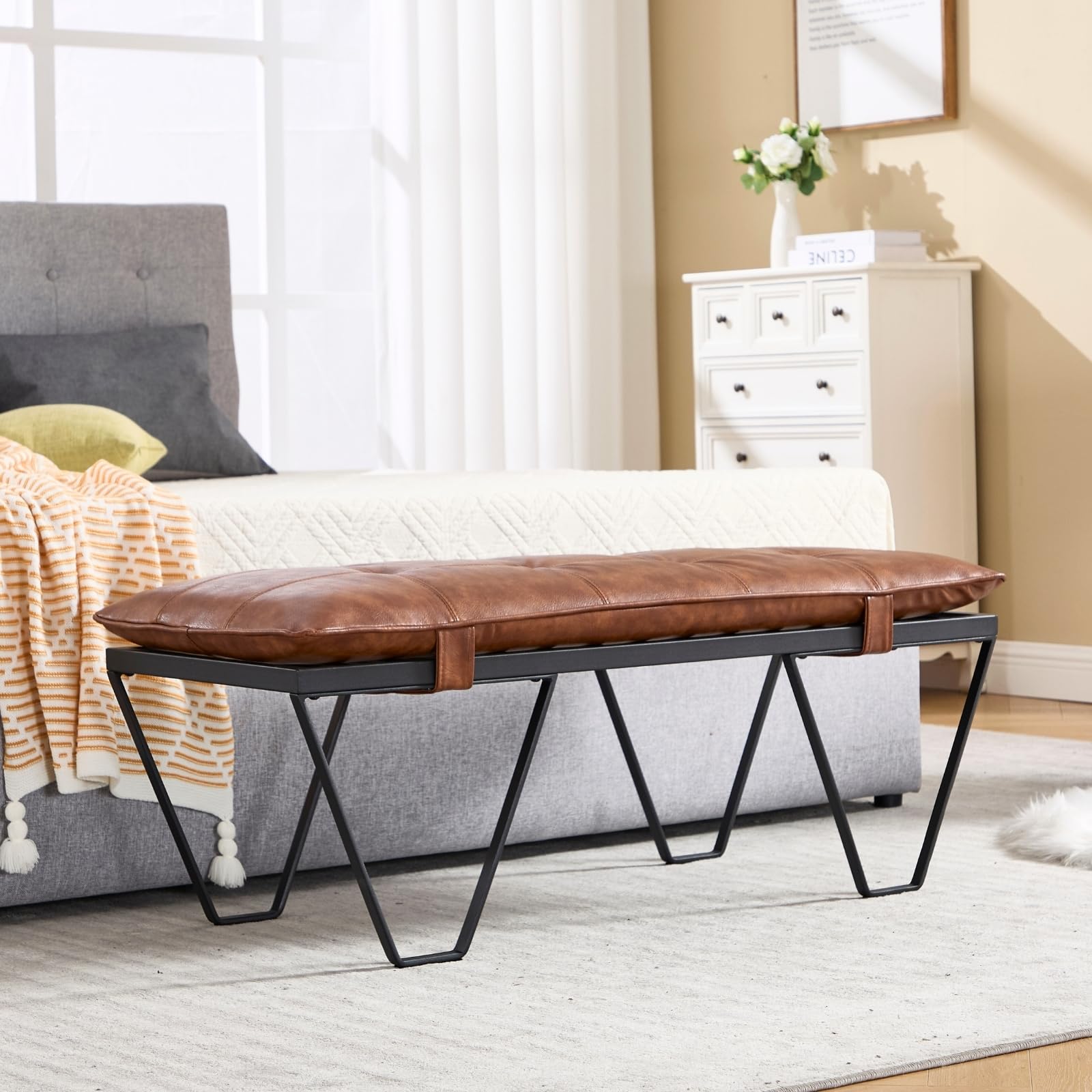 EALSON 49" Modern Industrial Entryway Bench - 5005BH