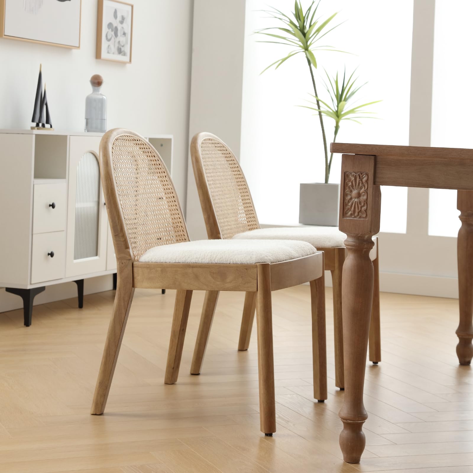 Janoray Rattan Upholstered Dining Chairs Set of 2 - 1866DC