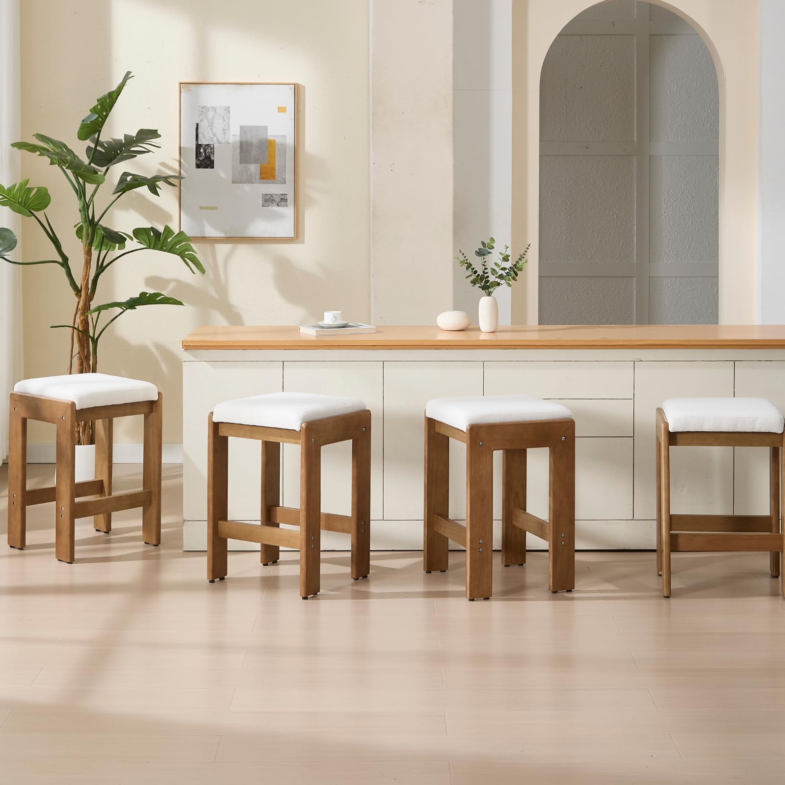 CIMOTA 26-inch Farmhouse Saddle Seat Bar Stools Set of 2 - 5852CS