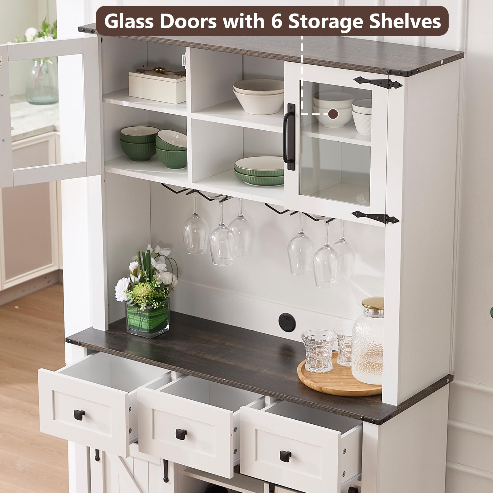 Kmax Farmhouse Coffee Bar Wine Cabinet - X158CB