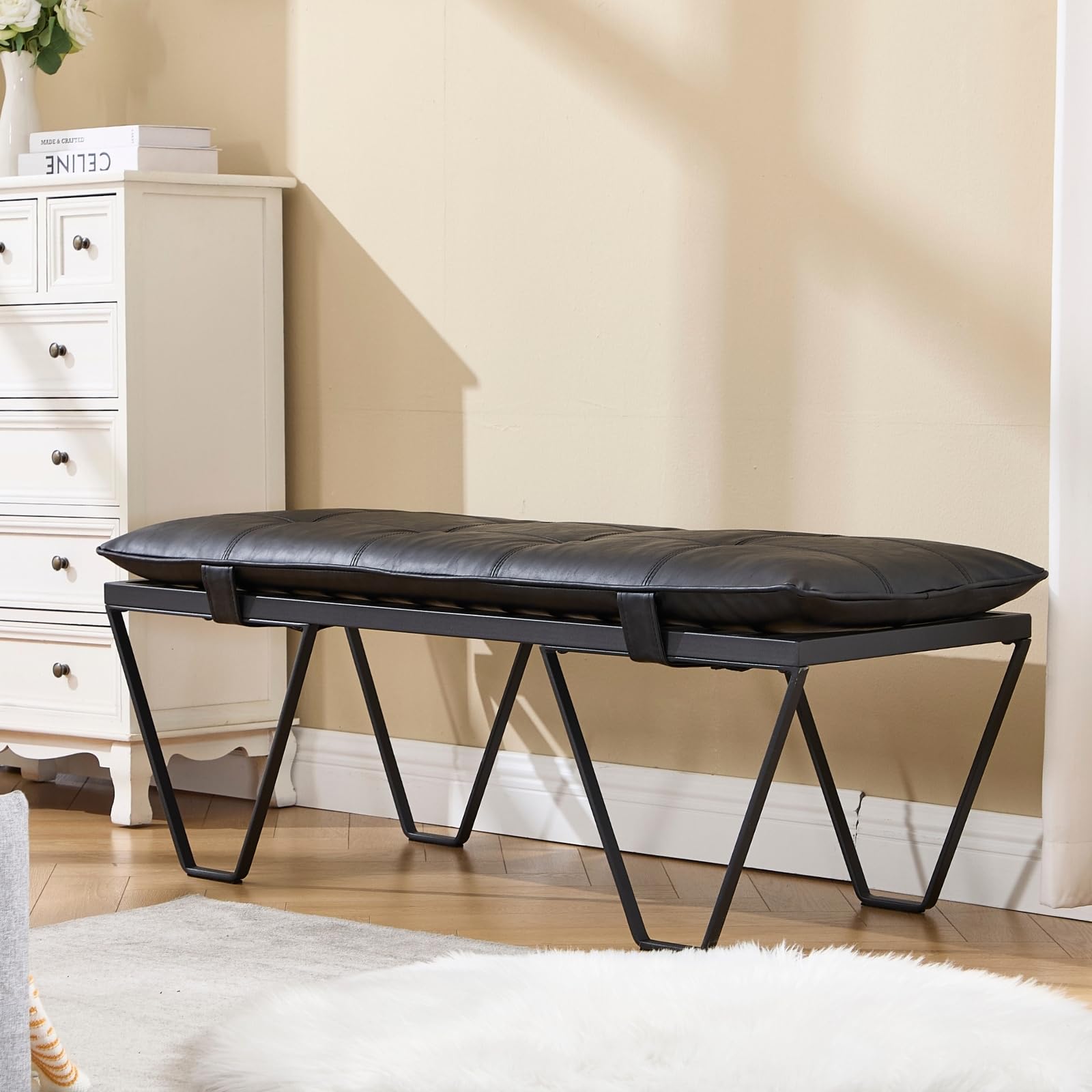 ROCITY 49" Modern Industrial Entryway Bench - 5005BH