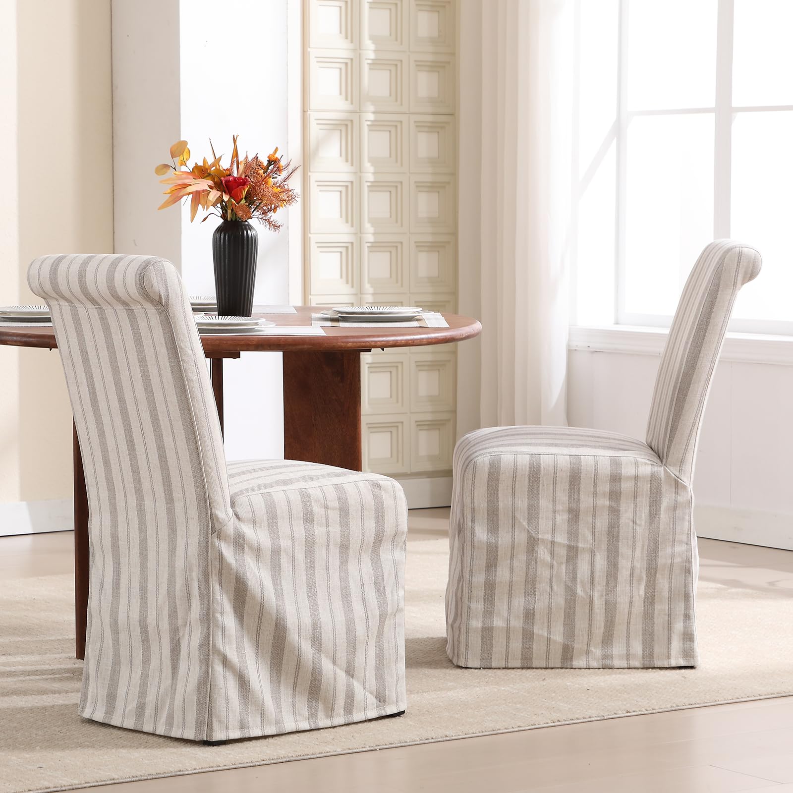 Kmax Linen Slipcovered Dining Chairs Set of 2 - 70761DC