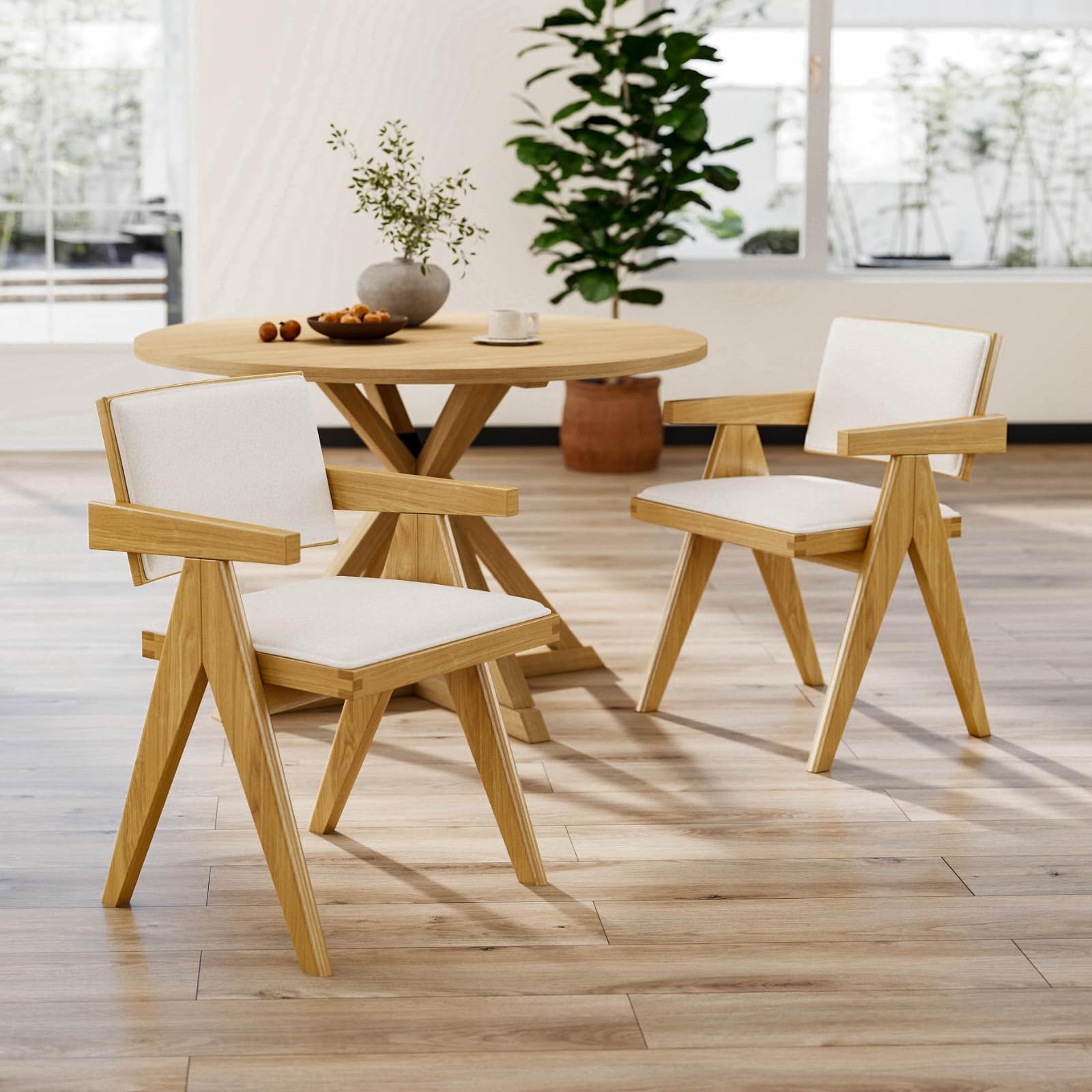 CIMOTA Modern Farmhouse Sherpa Dining Chairs Set of 2 - X005