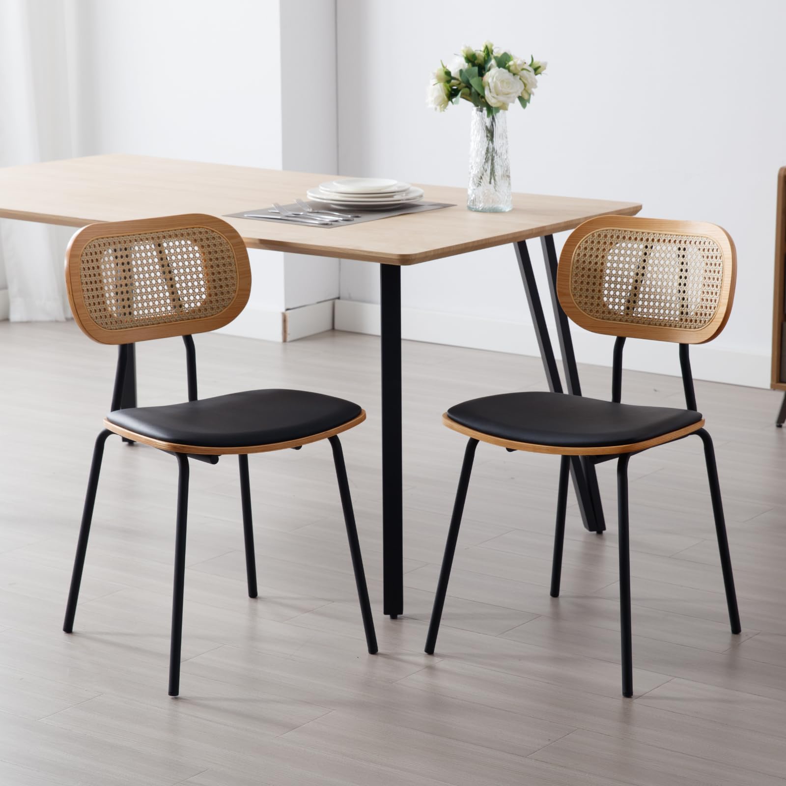 Kmax Rattan Back Dining Chairs Set of 2 - 6647DC