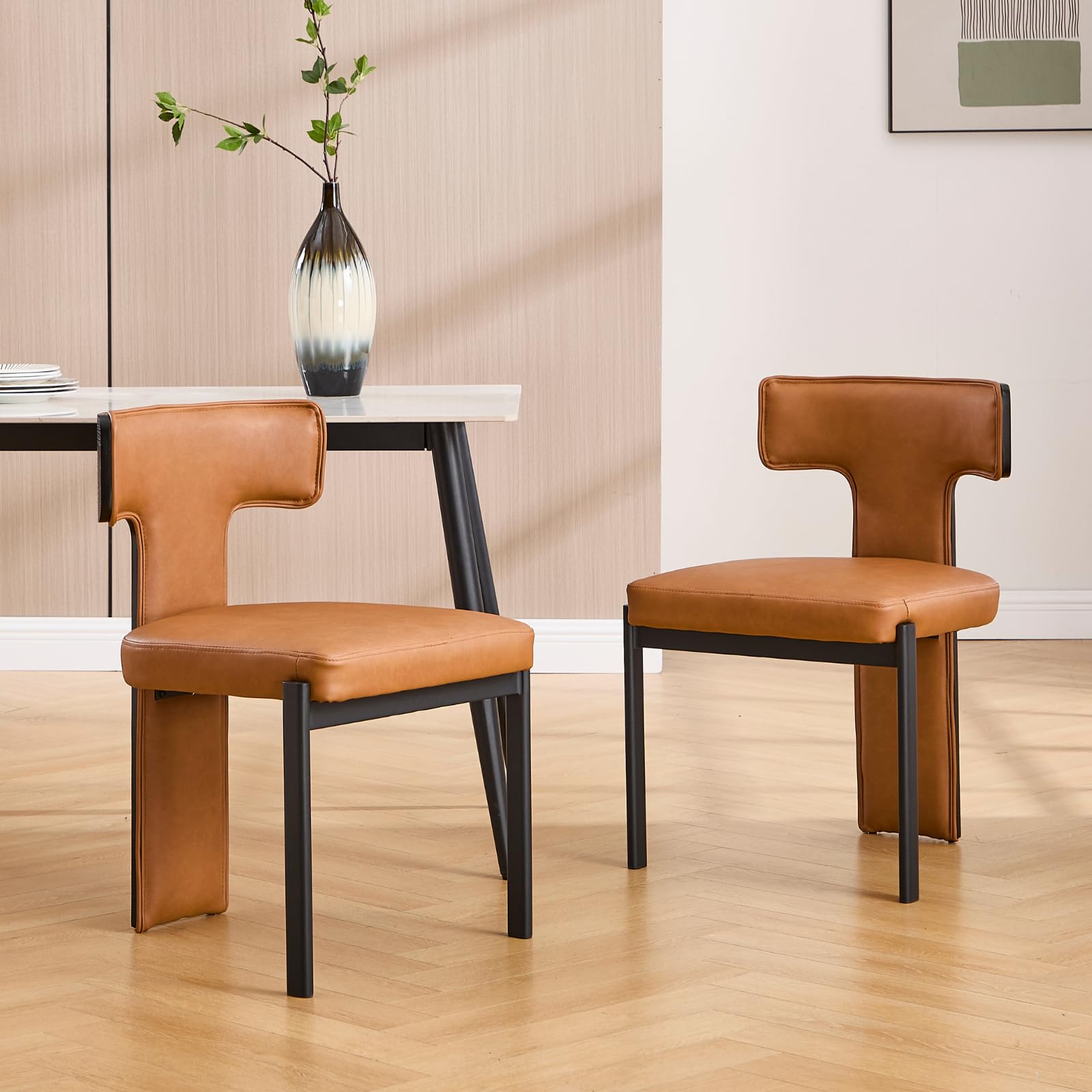 ROCITY Wooden Open Back Armless Dining Chairs Set of 2 - 1016DC