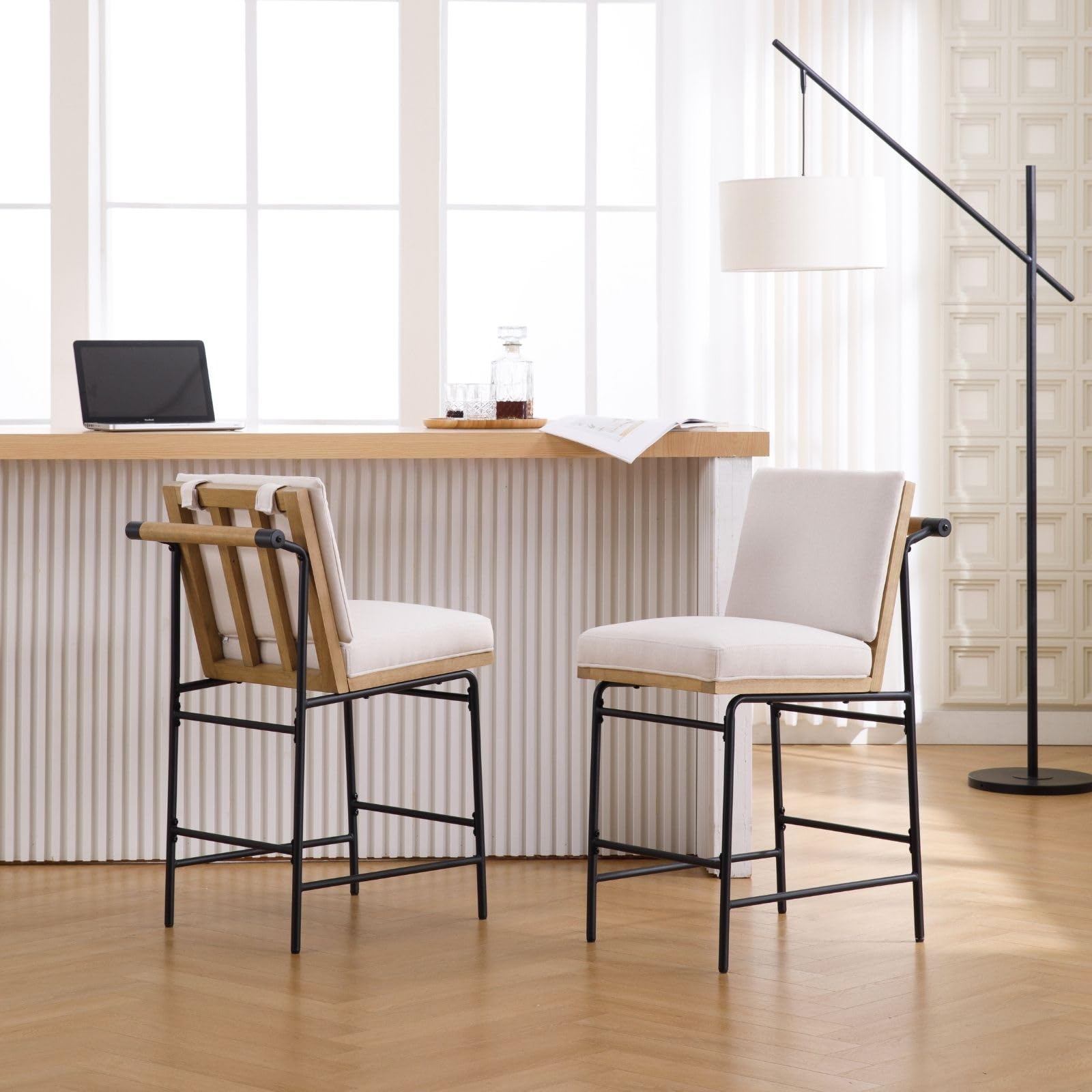 CIMOTA 26"H Removable Cushion Counter Height Stools with Metal Legs Set of 2 - 5734CS