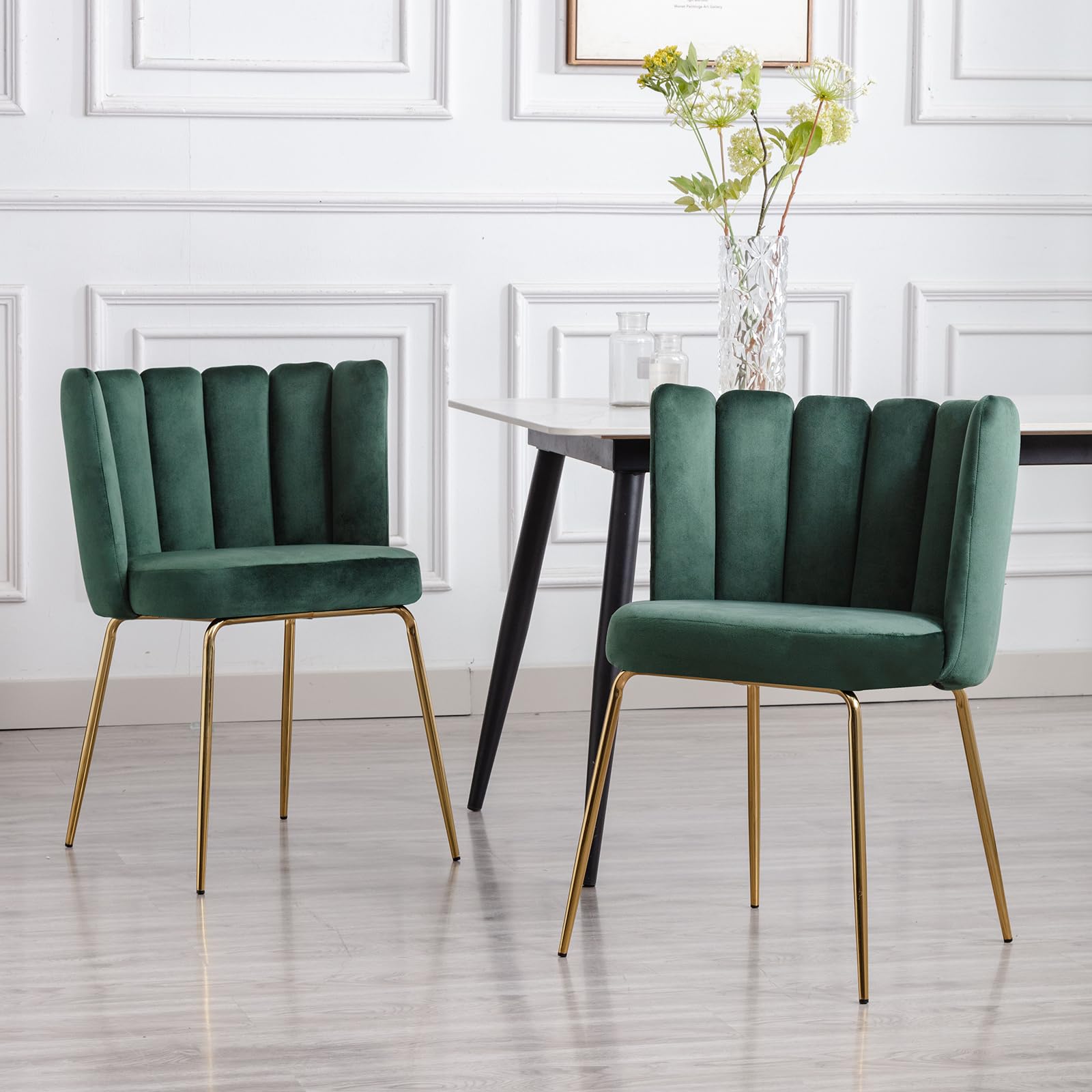 CHICAURA Modern Metal Legs Dining Chairs Set of 2 - 9029DC