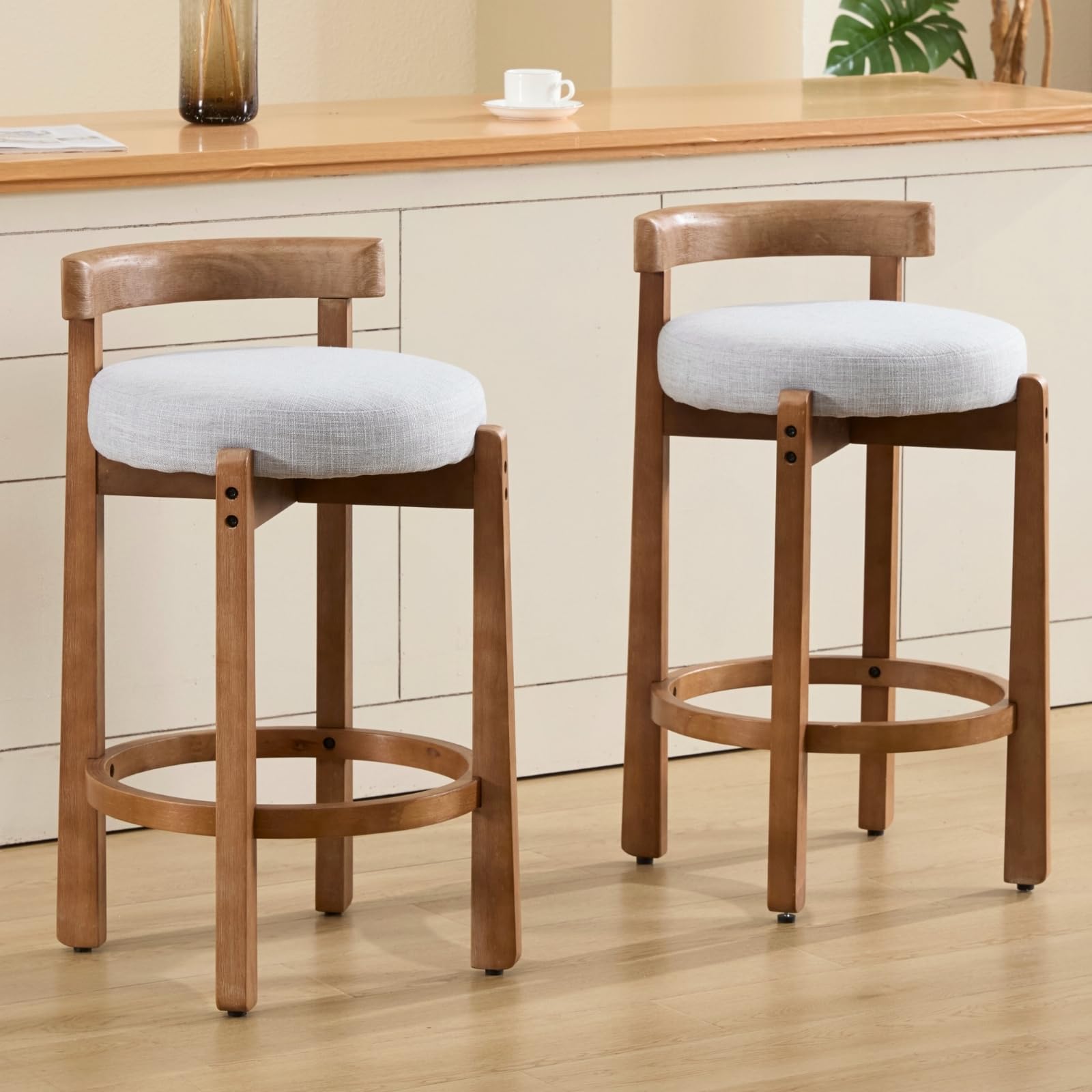 CIMOTA 26.5"H Round Cushion Bar Stools Set of 2 - 5733CS