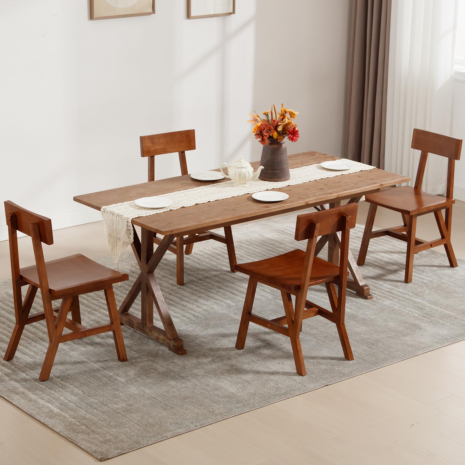 Kmax Oak Wood Dining Chairs Set of 4 - X016DC