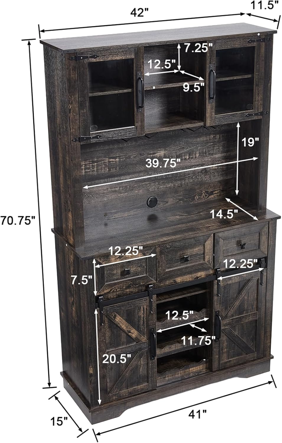 Kmax Farmhouse Coffee Bar Wine Cabinet - X158CB