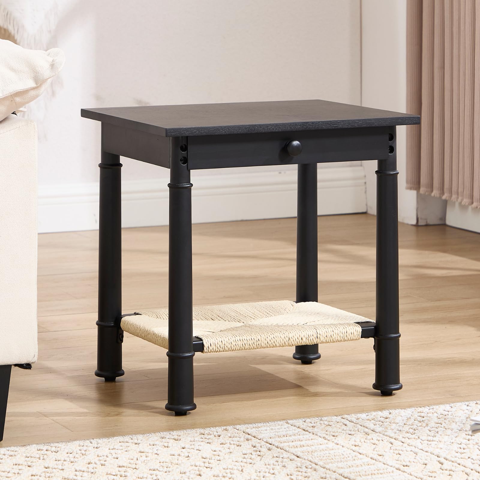 Janoray Farmhouse Square Side Table with Drawer - 22752ST