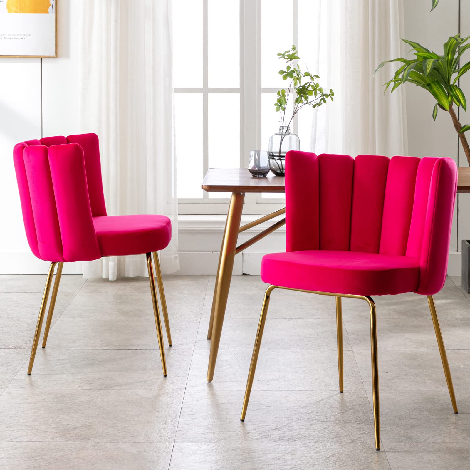 CHICAURA Modern Metal Legs Dining Chairs Set of 2 - 9029DC