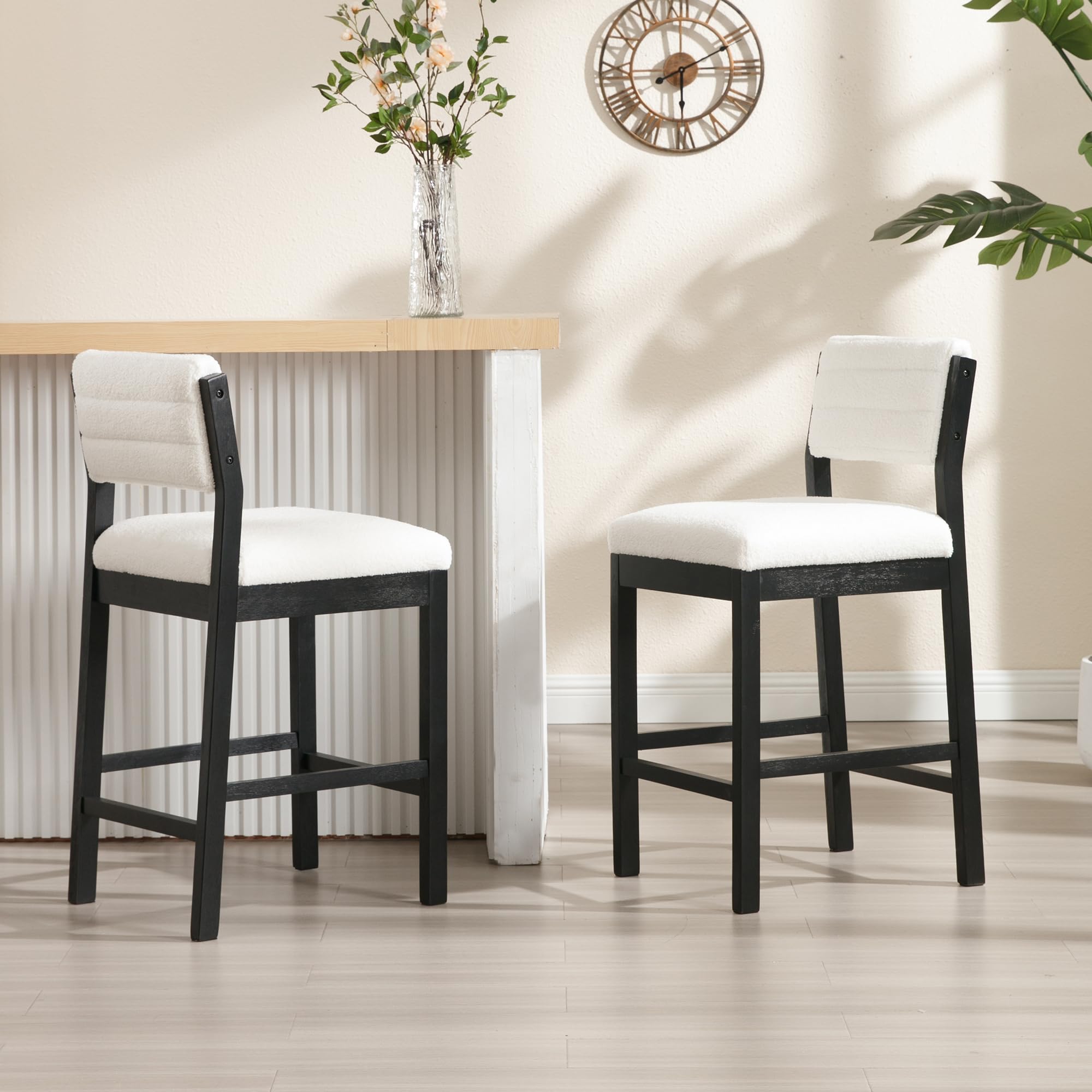 ROCITY 26"H Farmhouse Armless Bar Stools Set of 2 - 5801CS