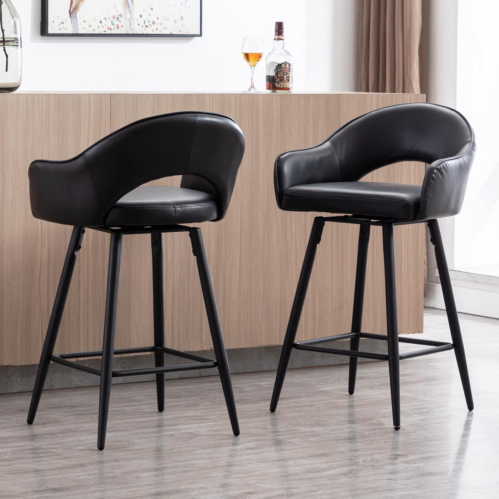 ROCITY 27"H Swivel Upholstered Counter Stools Set of 2 - 2310CS