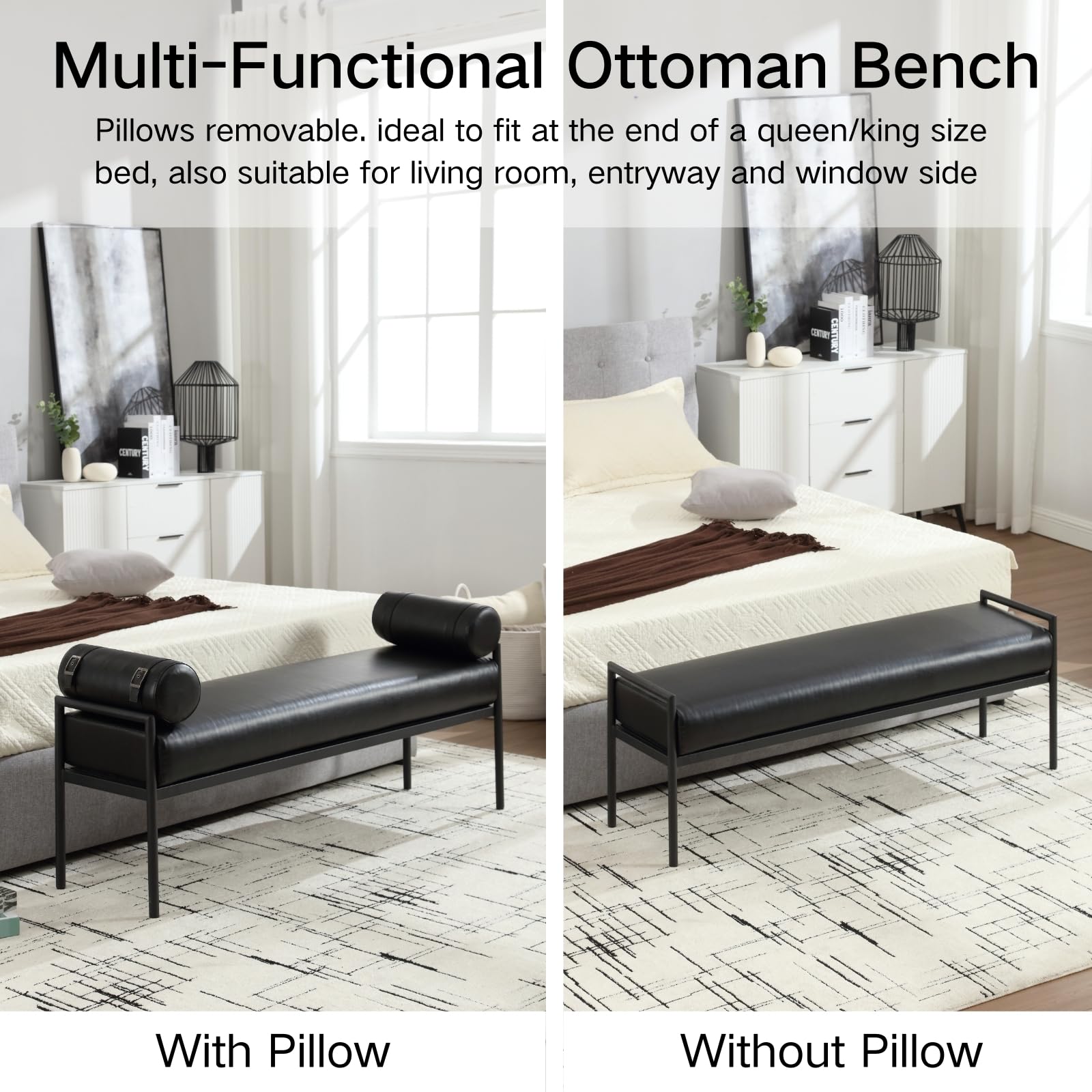 ROCITY 55 "W Bedroom Bench with Removable Pillows - 2160BH