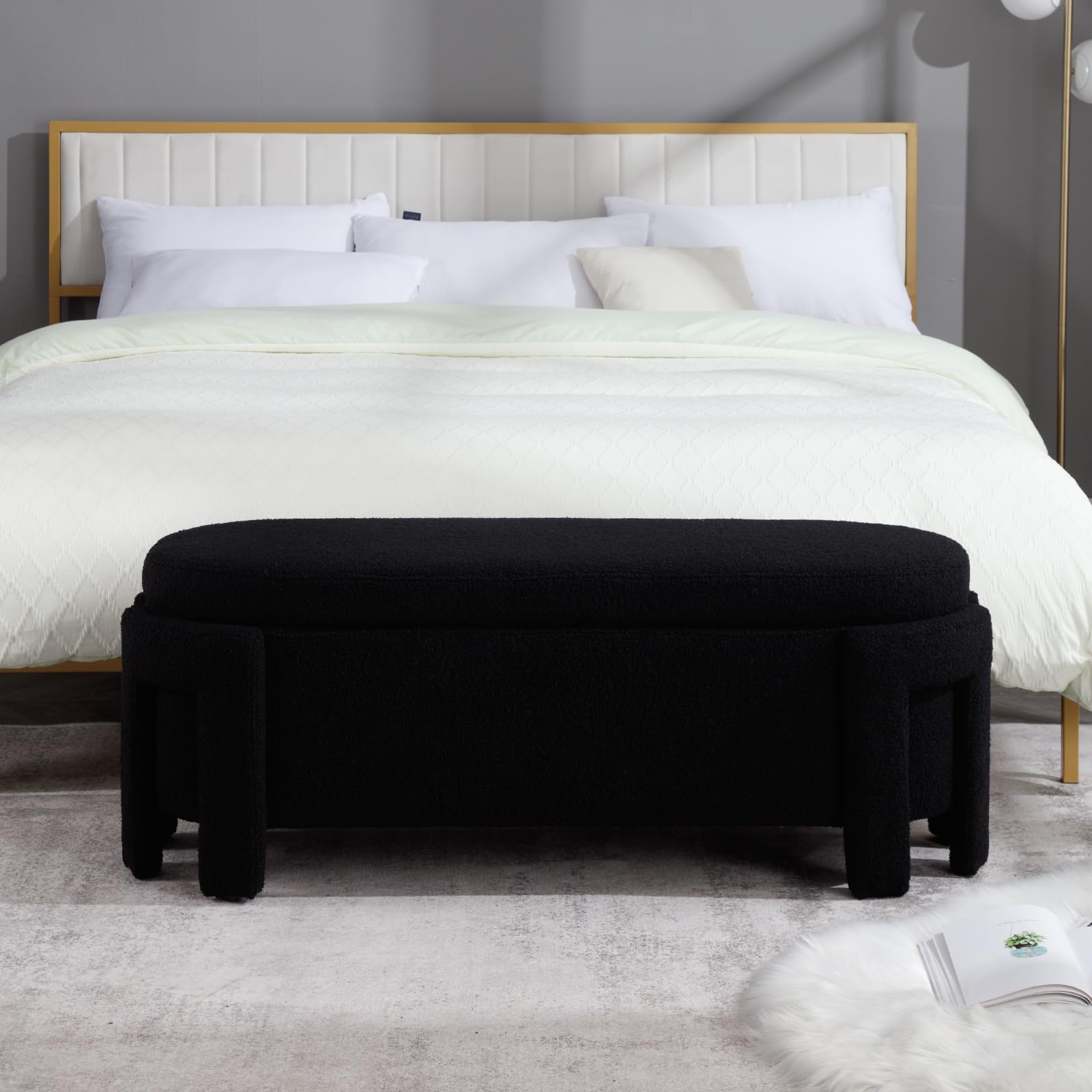 ROCITY Modern Velvet Storage Entryway Bench - 2630BH