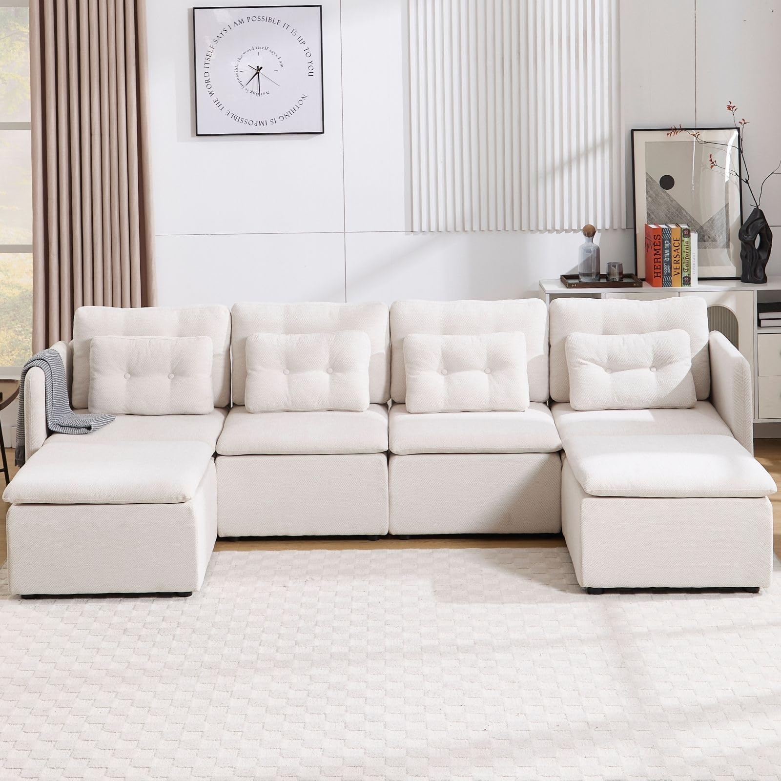 VESCASA Chenille 56.5" Modular Sectional Sofa with Waist Pillow - 90041SF