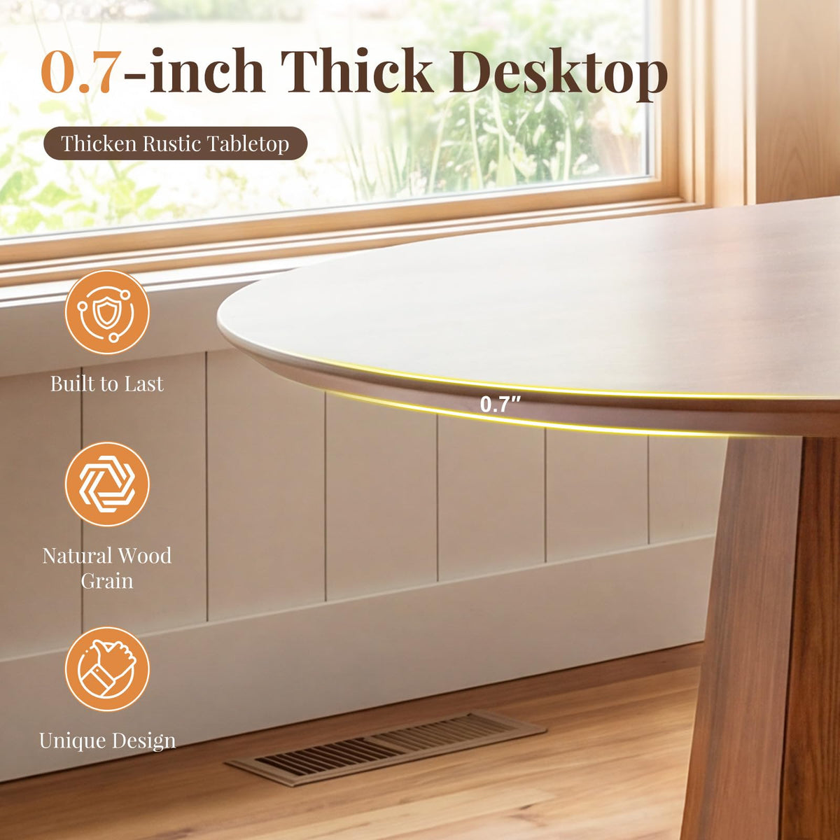 71" Oval Farmhouse Pedestal Dining Table for 6-8