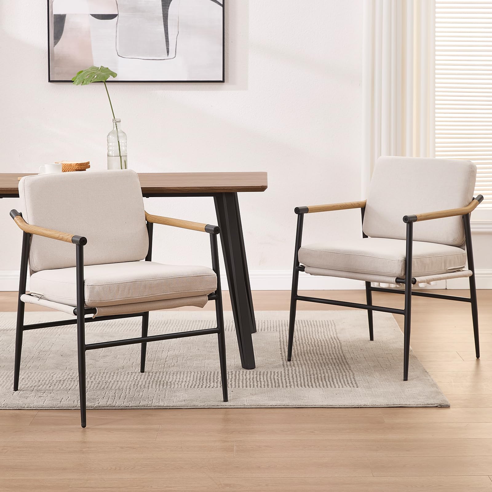 VESCASA Dining Room Chairs with Black Metal Legs Set of 2 - 35027DC