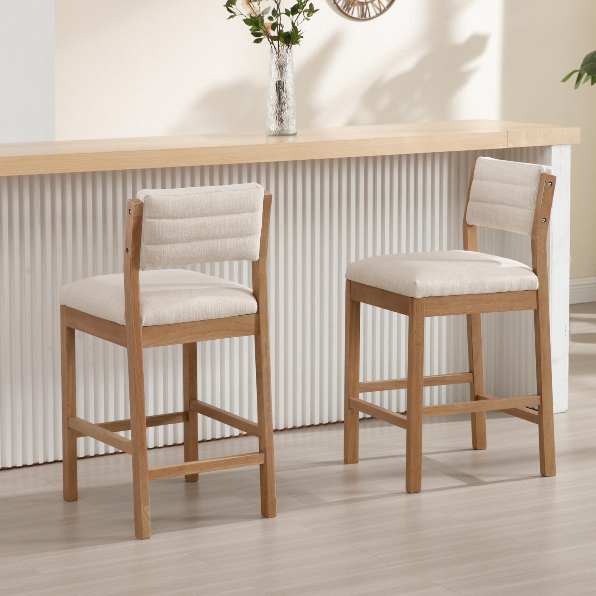 ROCITY 26"H Farmhouse Armless Bar Stools Set of 2 - 5801CS