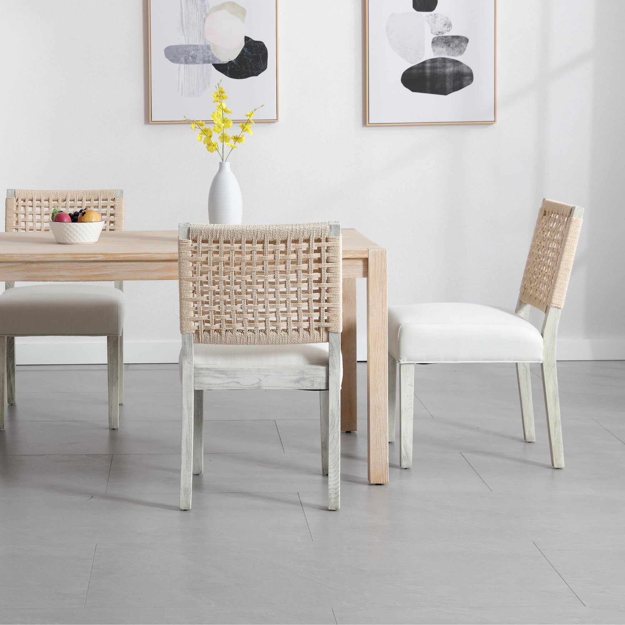 Kmax Low Woven Rope Back Dining Chairs Set of 2 - 2227DC