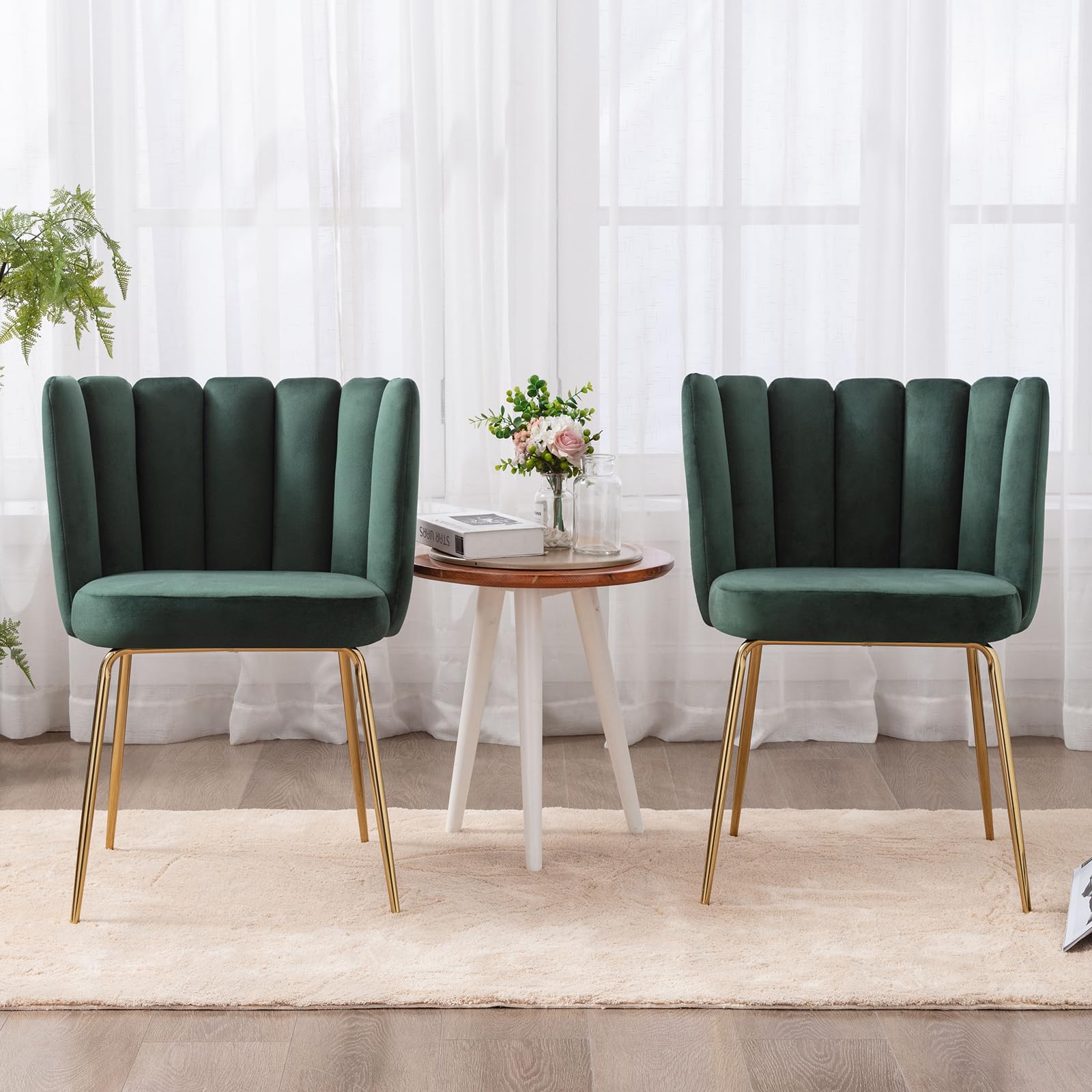 CHICAURA Modern Metal Legs Dining Chairs Set of 2 - 9029DC