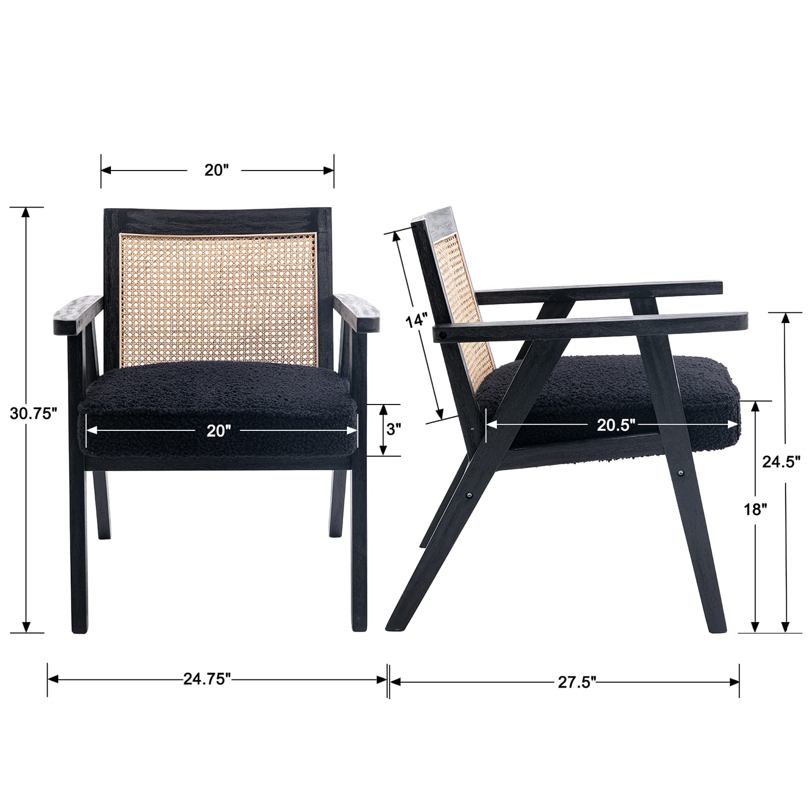 VESCASA Rattan Back Lounge Armchair 1 PCS - 3513AC