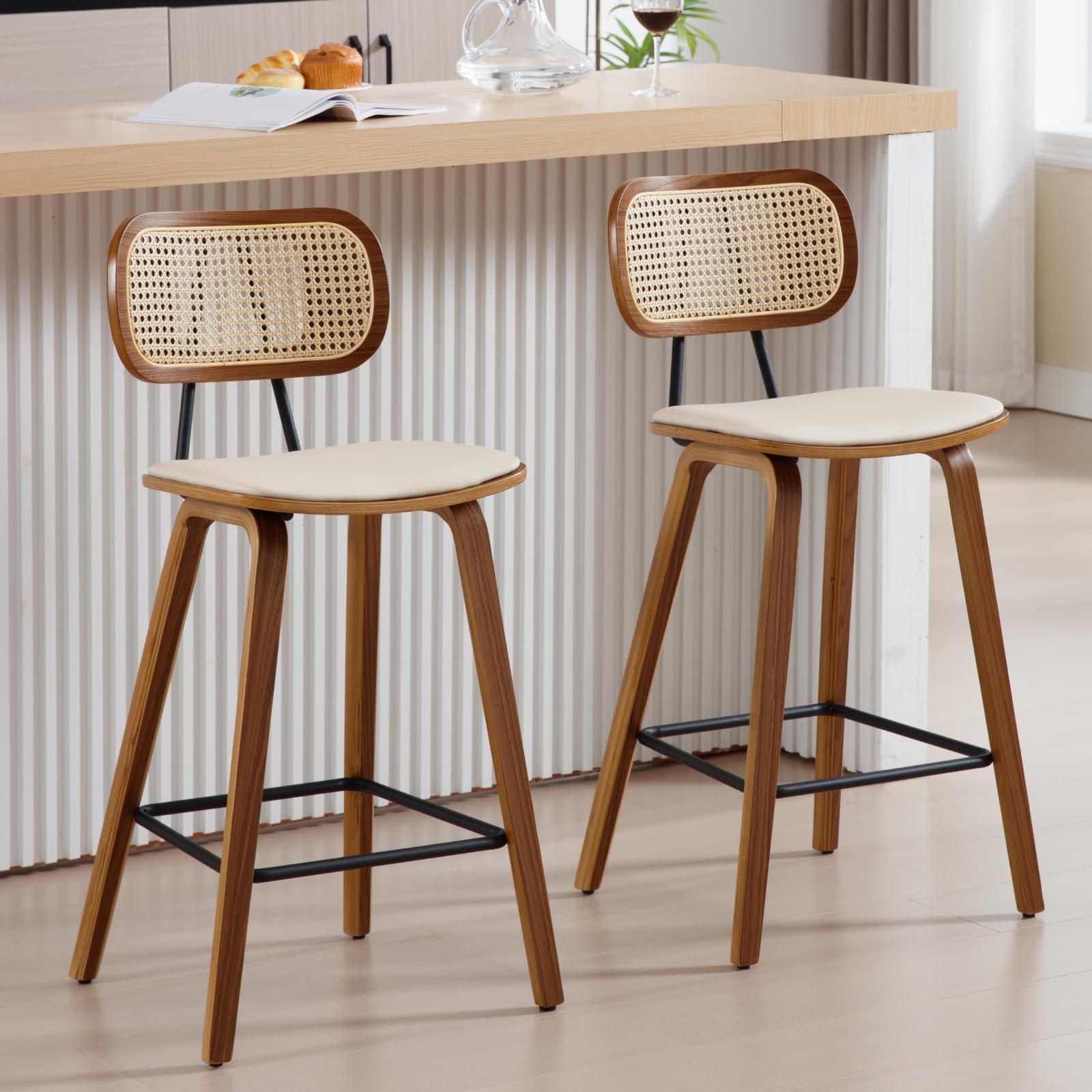VESCASA 26"H Mid-Century Counter Stools Set of 2 - 7734CS