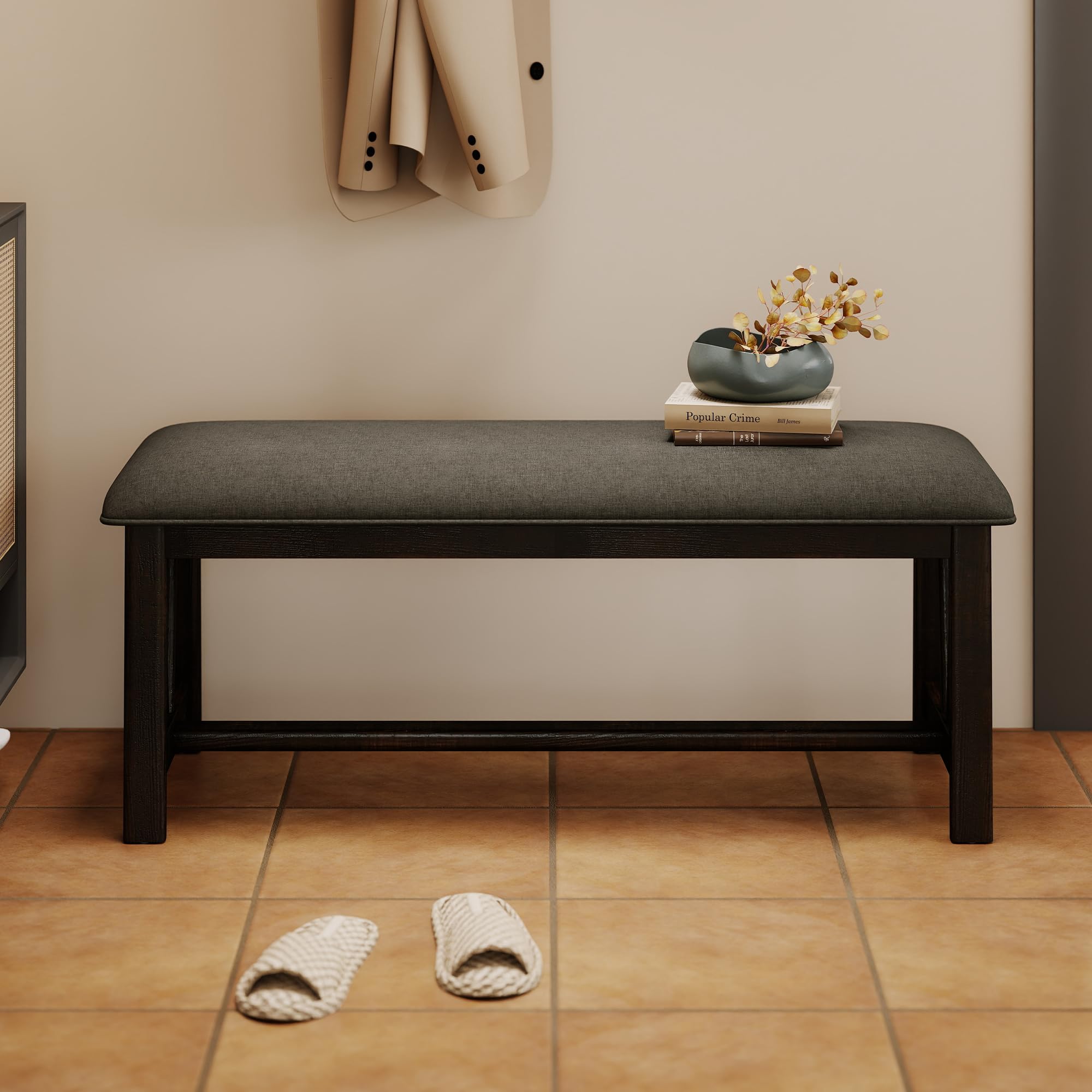 Kmax 44" Farmhouse Upholstered Wood Bench - 6103BH