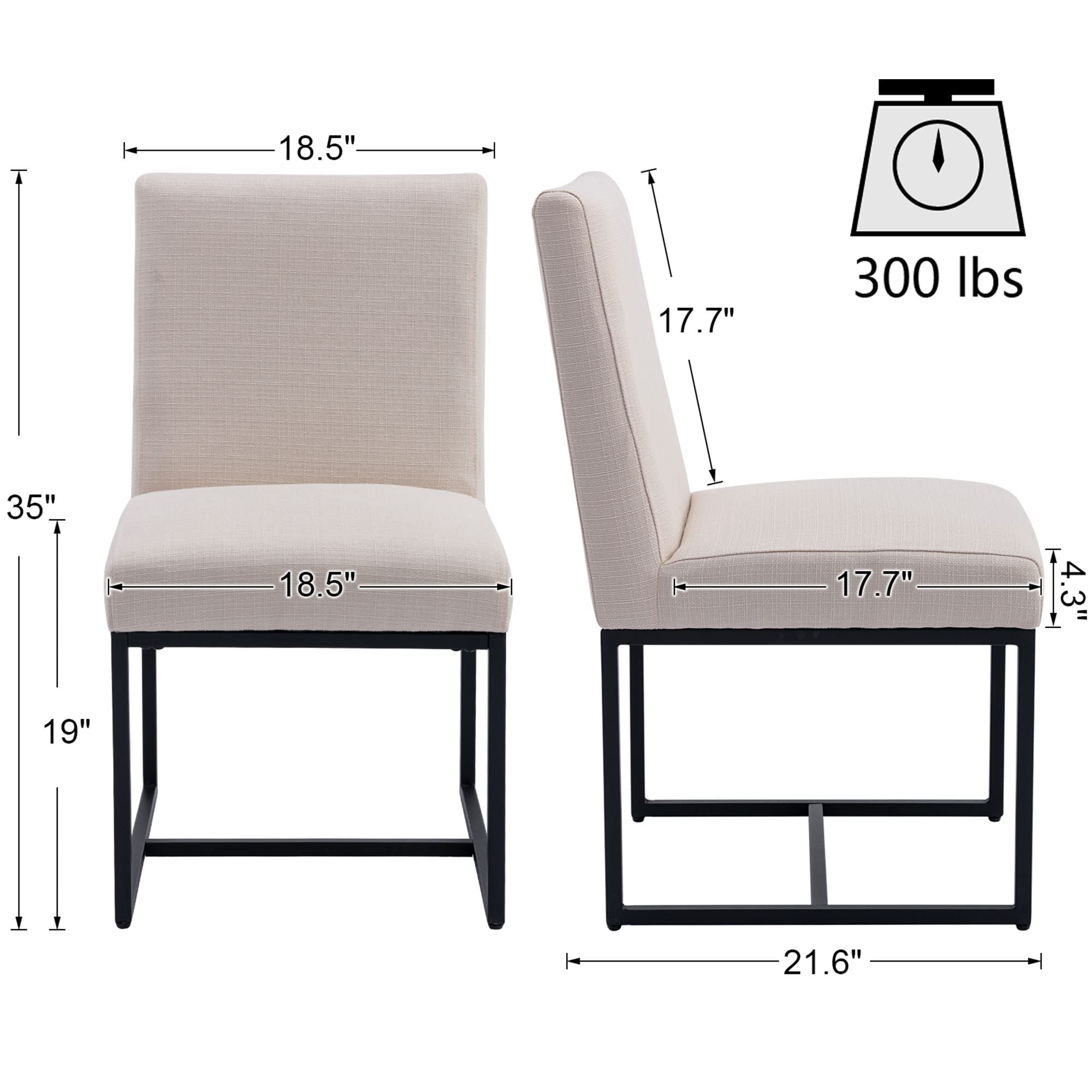 VESCASA Modern Upholstered Dining Chairs Set of 2 - 1488DC