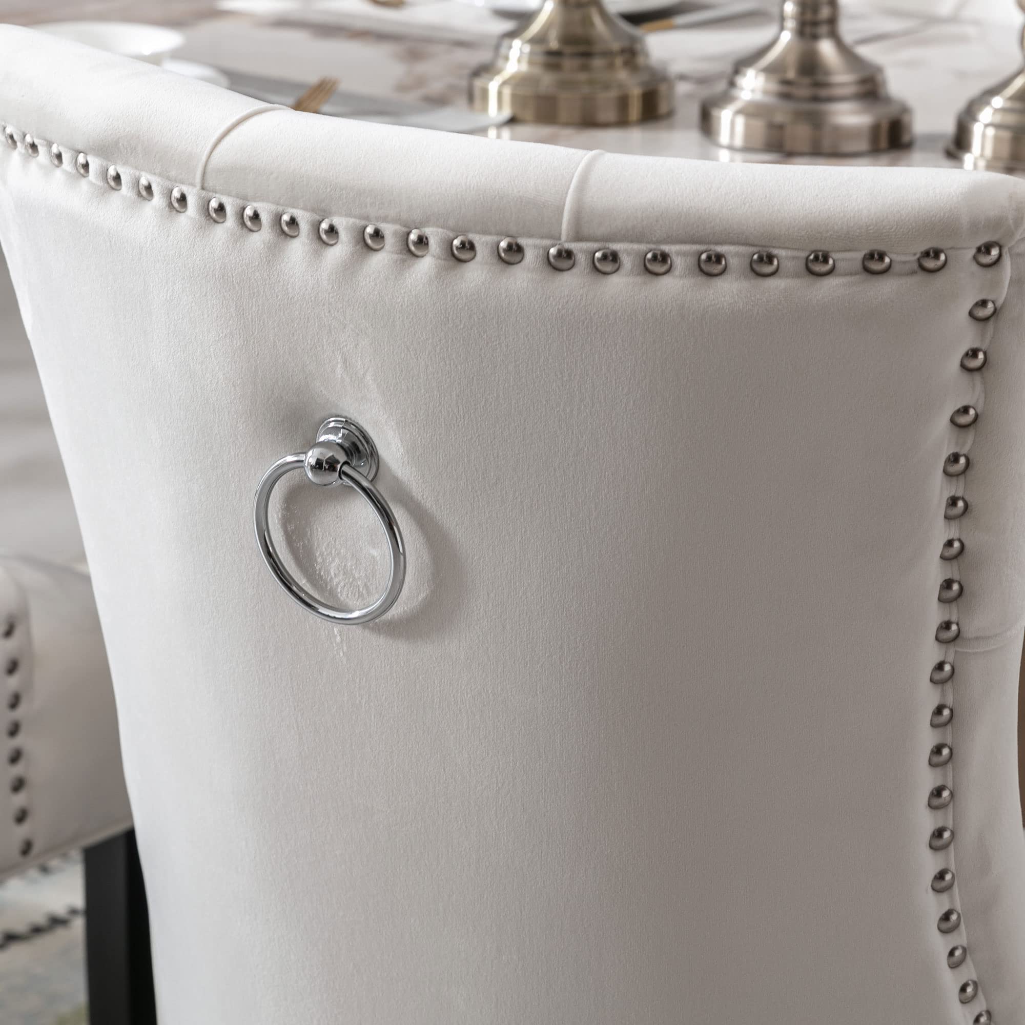 Tufted Velvet Kitchen Chairs Set of 2 - 8338DC