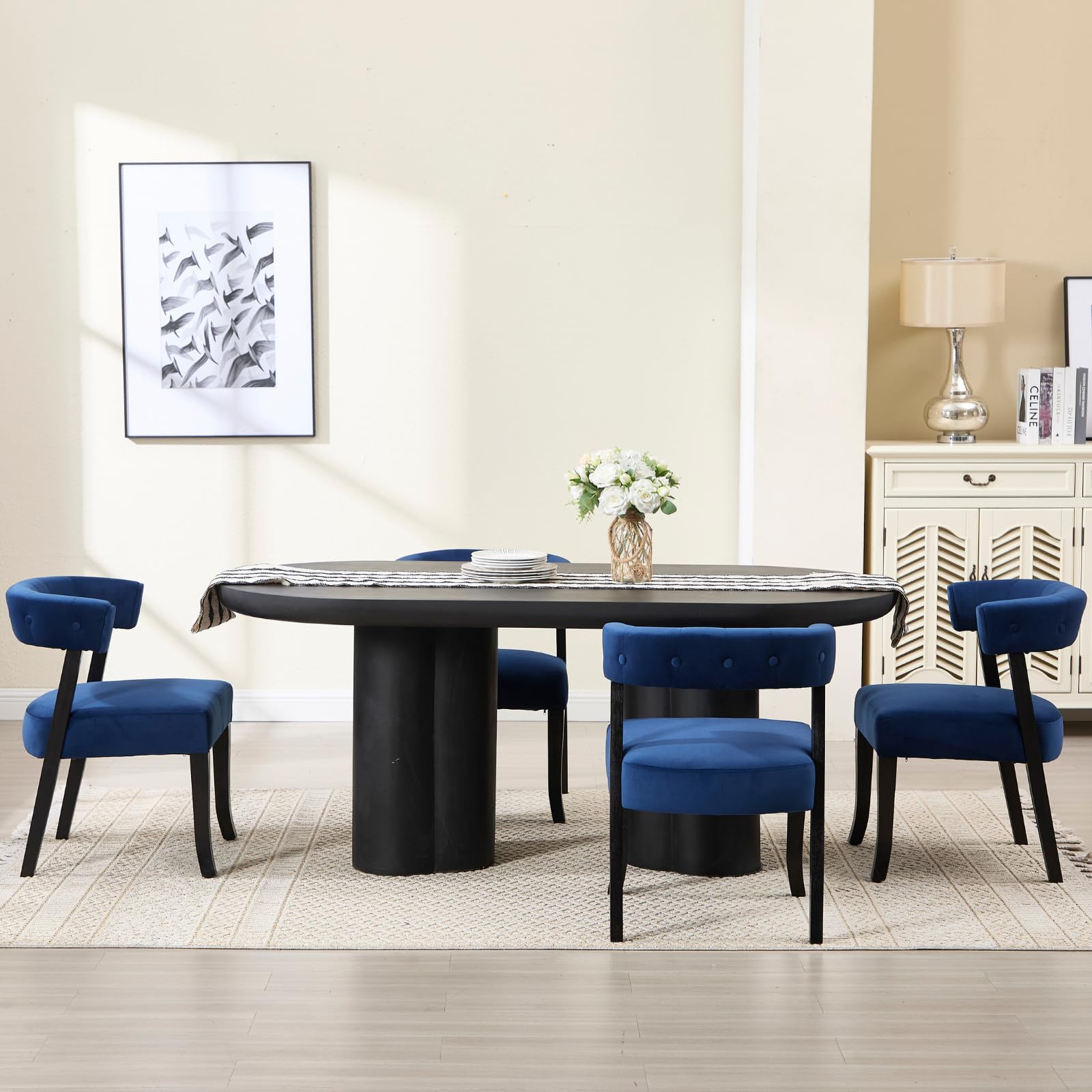 ZH4YOU Armless Curved Back Dining Chairs Set of 2 - 10041DC