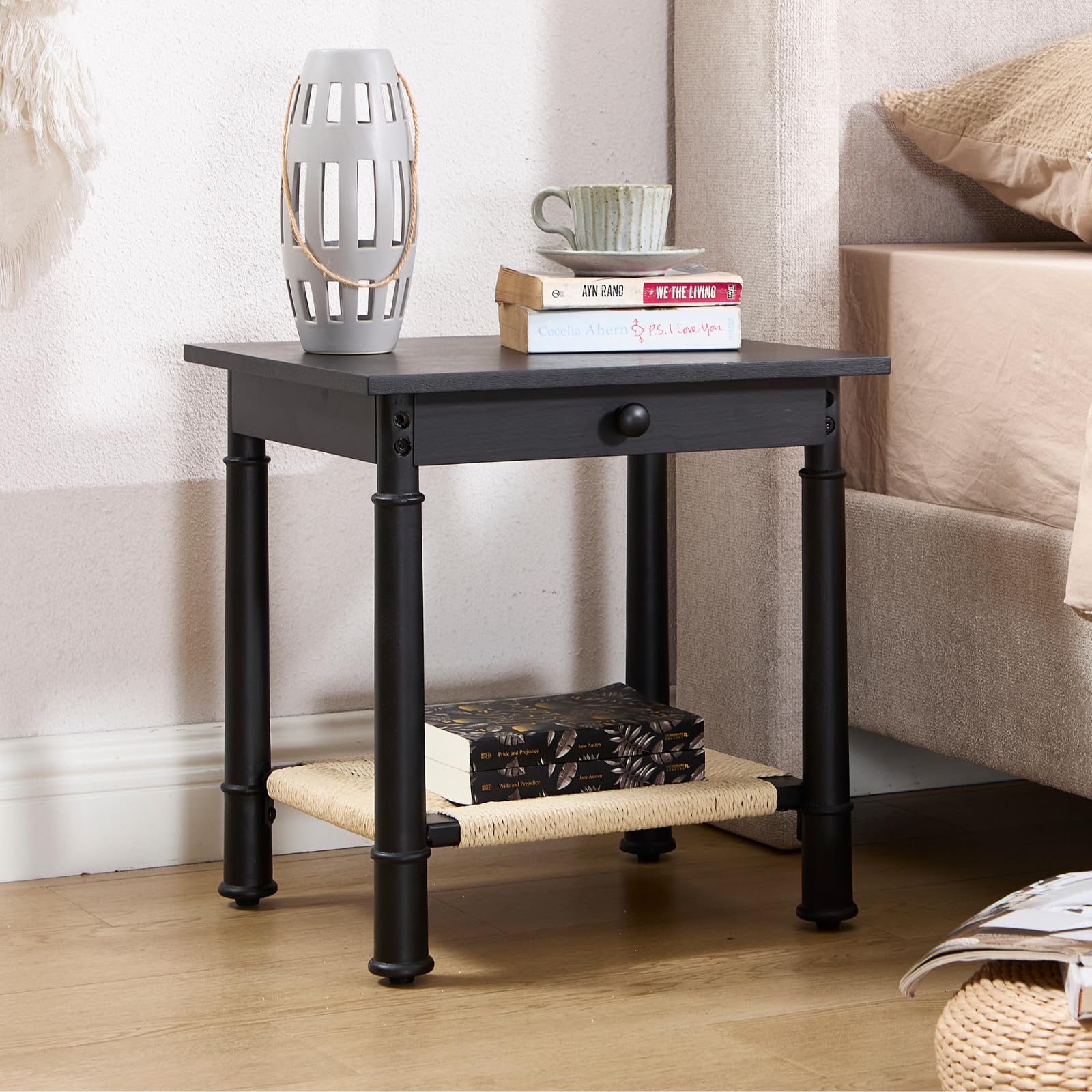 Janoray Farmhouse Square Side Table with Drawer - 22752ST