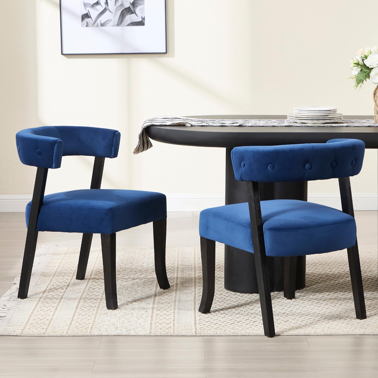 ZH4YOU Armless Curved Back Dining Chairs Set of 2 - 10041DC